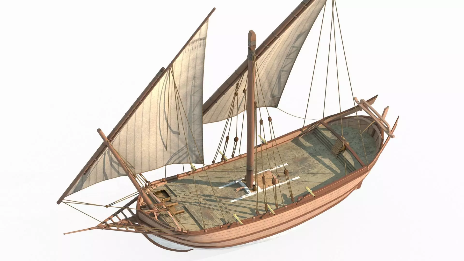 Medieval sailboats and warships 3D model_1