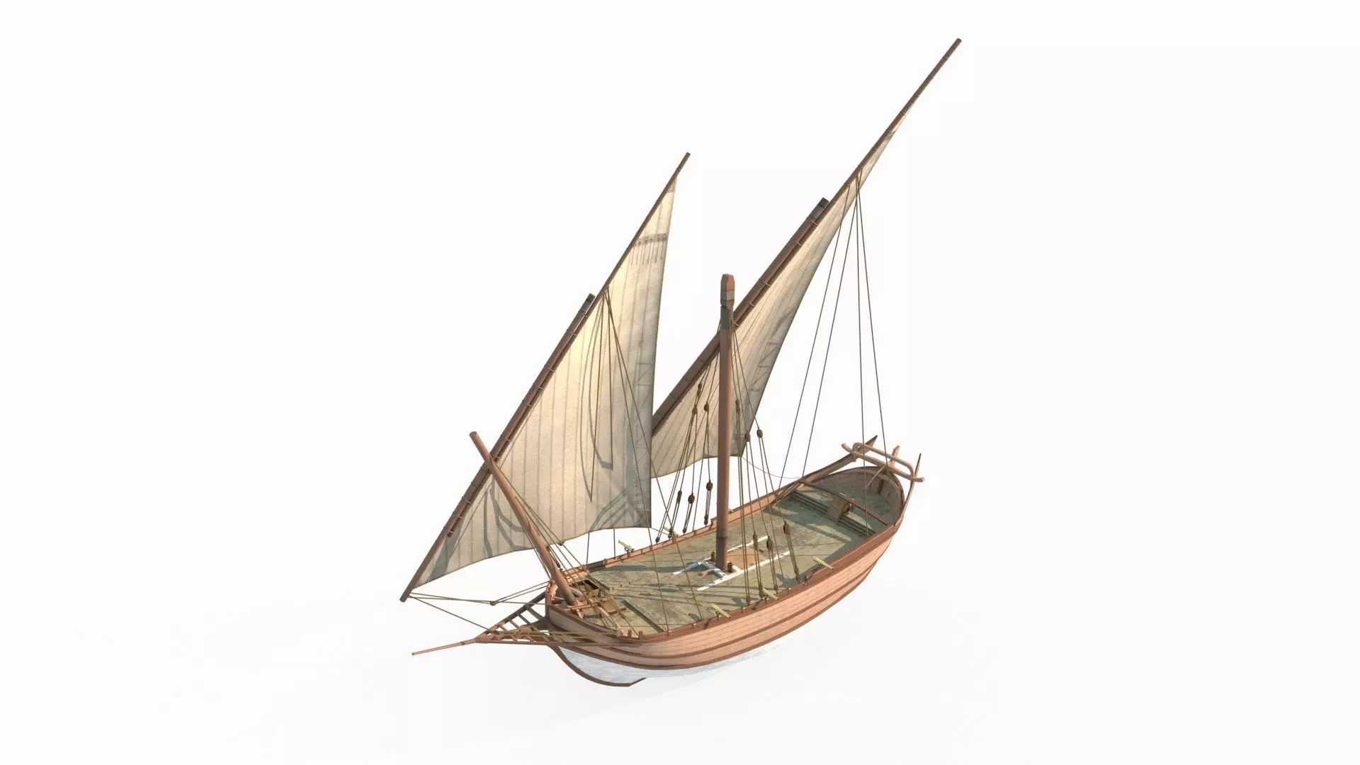 Medieval sailboats and warships 3D model_3