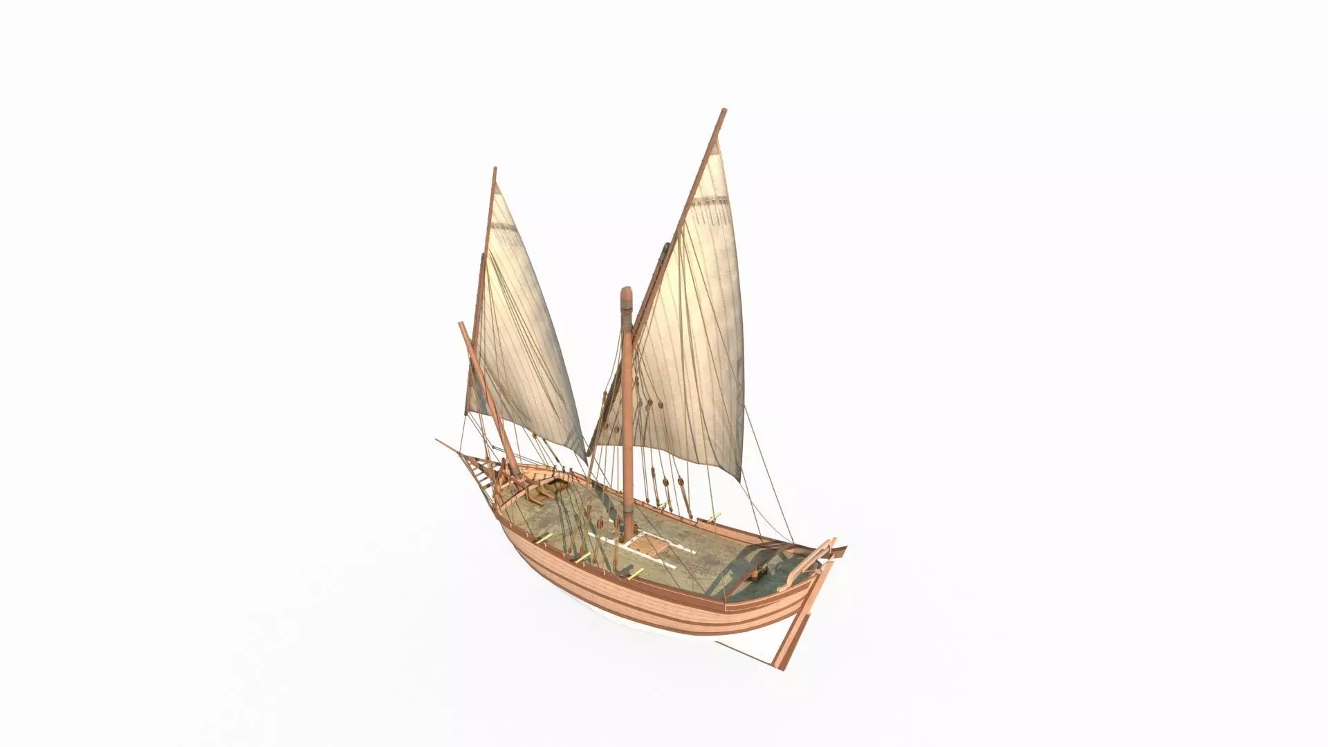 Medieval sailboats and warships 3D model_2