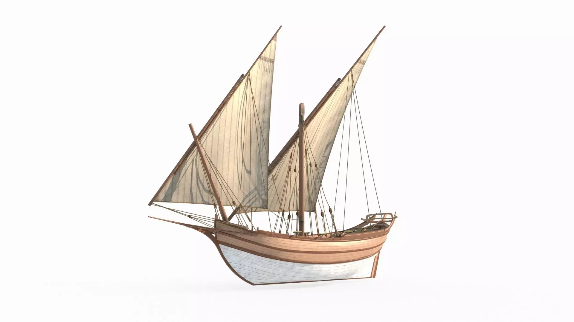Medieval sailboats and warships 3D model_0