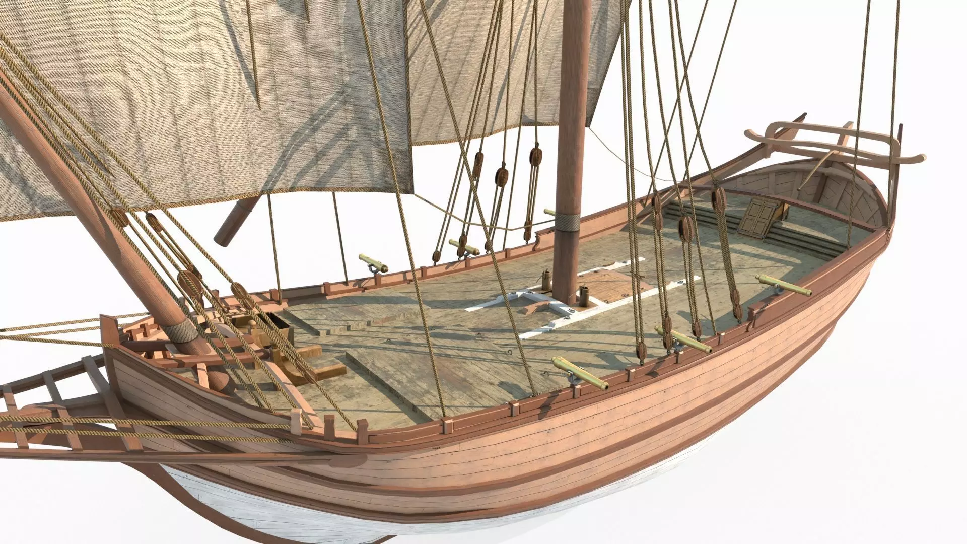 Medieval sailboats and warships 3D model_4