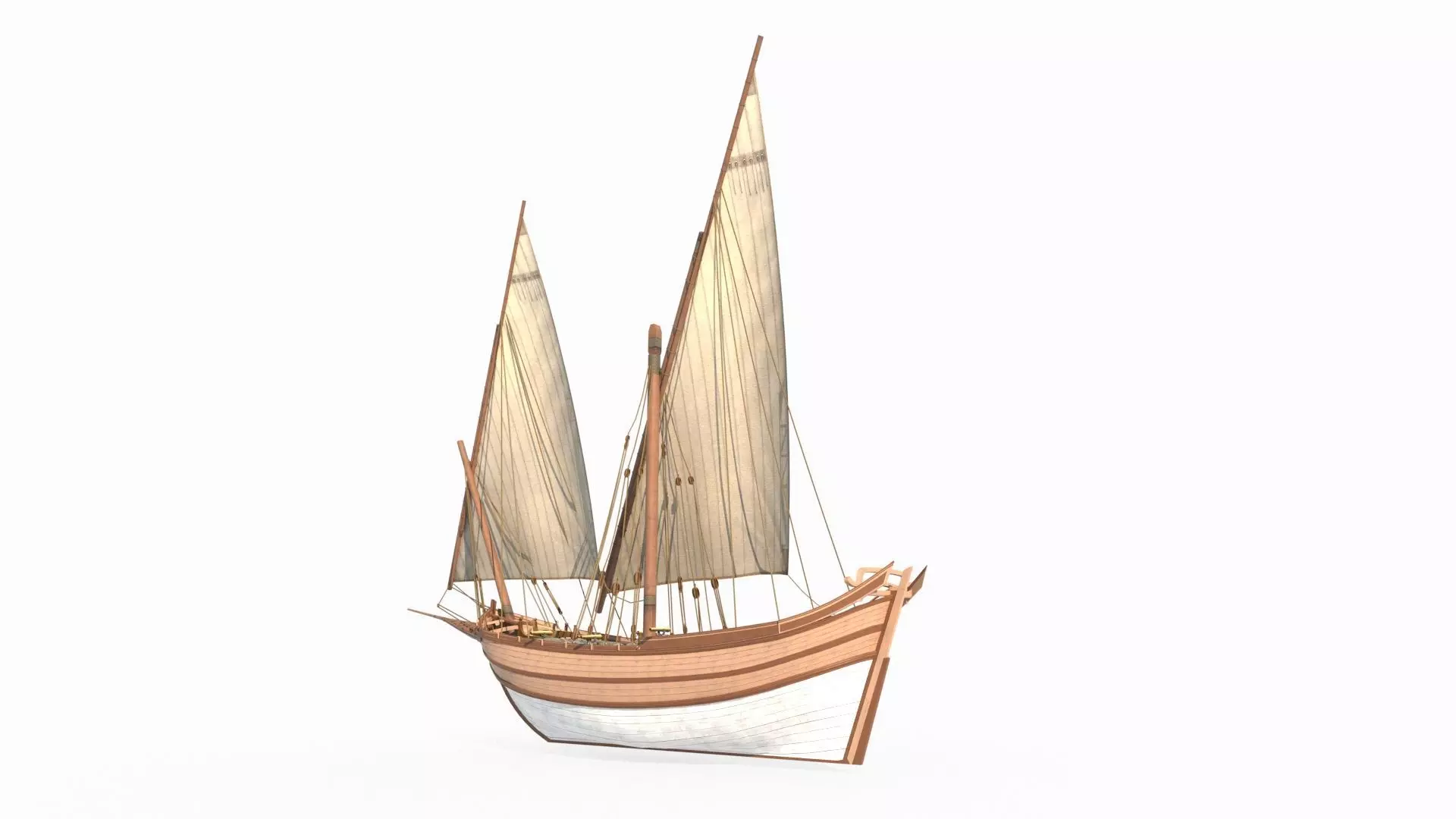 Medieval sailboats and warships 3D model_8