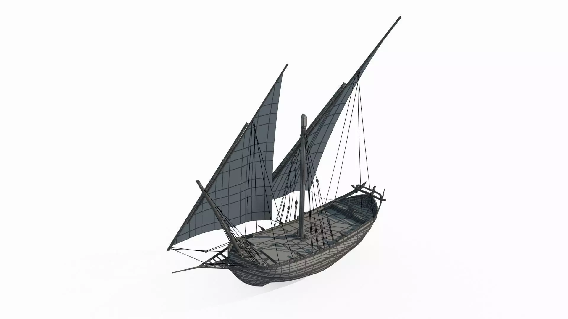 Medieval sailboats and warships 3D model_6