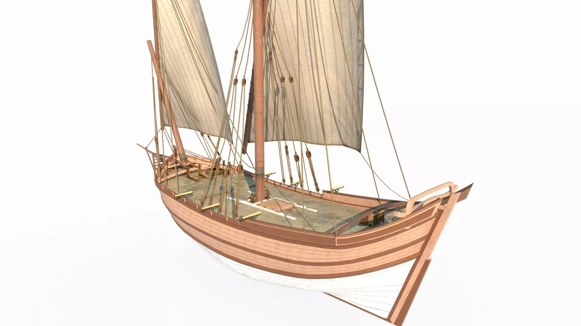 Medieval sailboats and warships 3D model_5