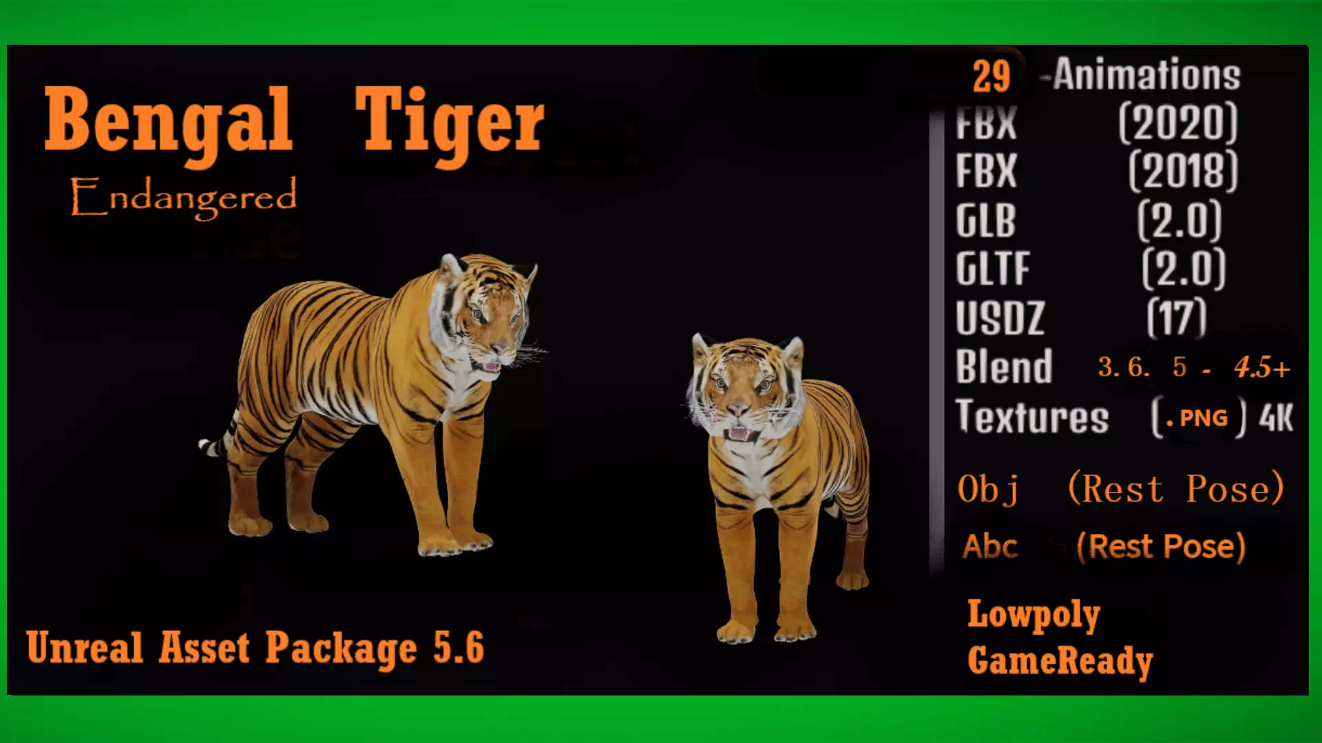 Bengal Tiger Low-poly 3D model_3