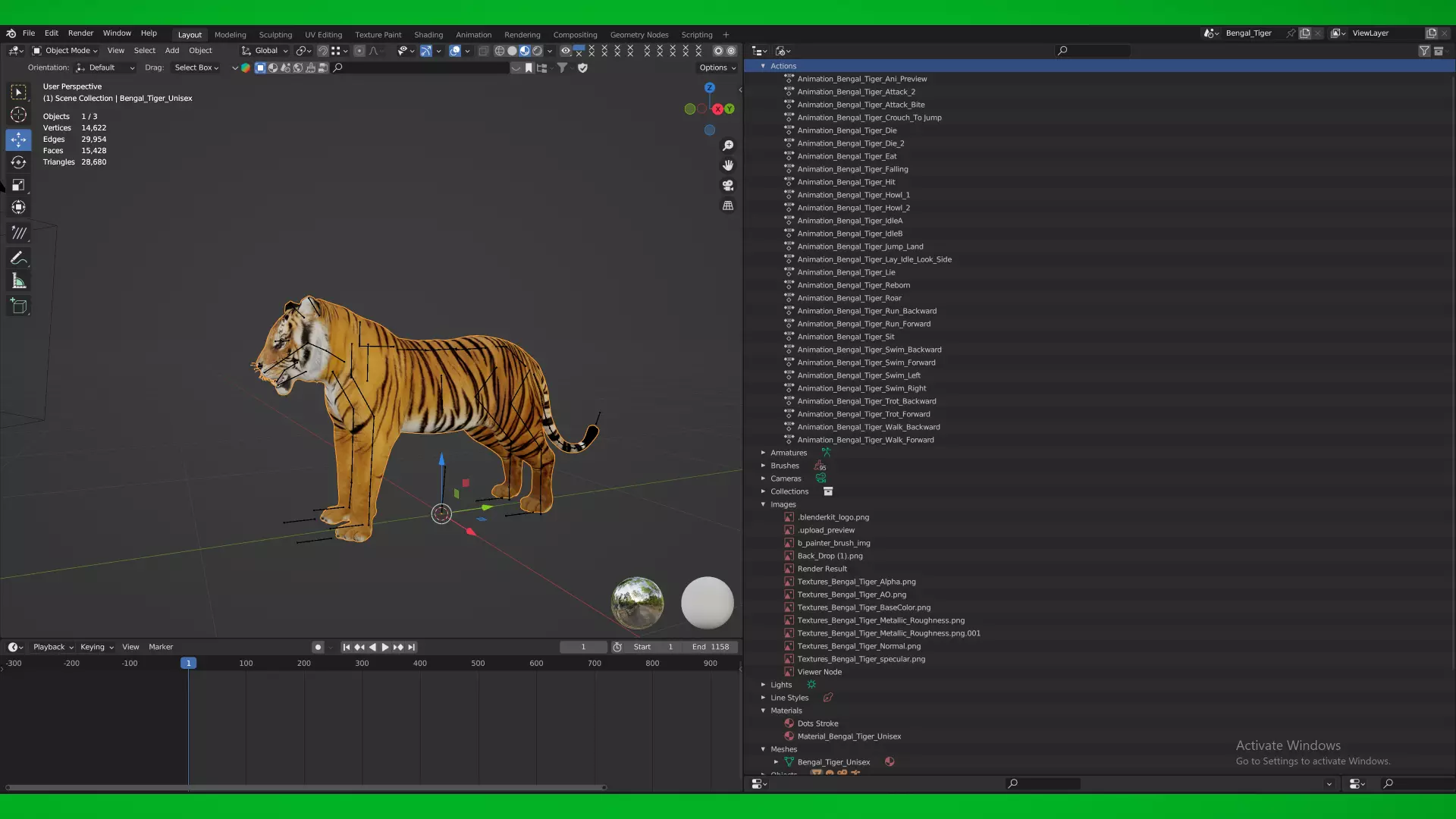Bengal Tiger Low-poly 3D model_5