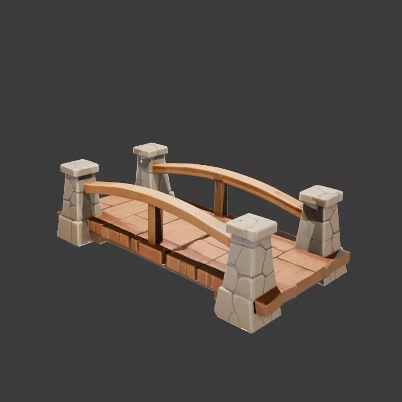 Rustic Stone Bridge 3D model_2