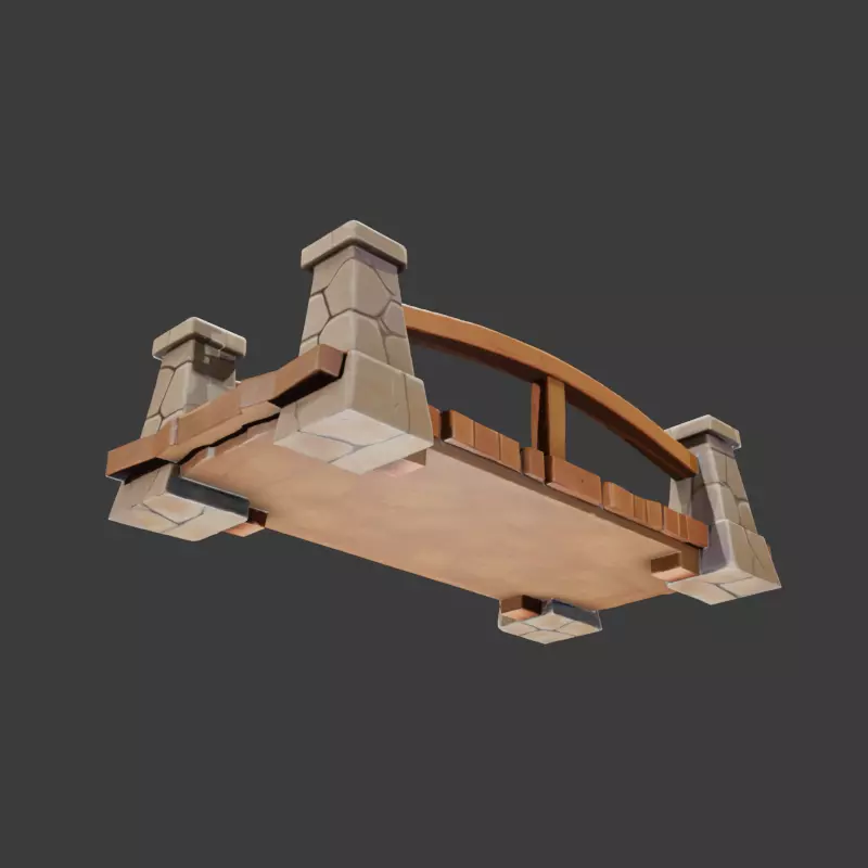 Rustic Stone Bridge 3D model_3