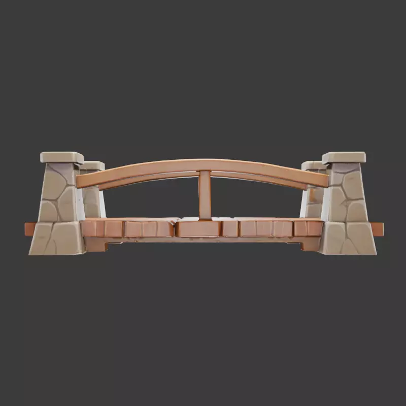 Rustic Stone Bridge 3D model_1