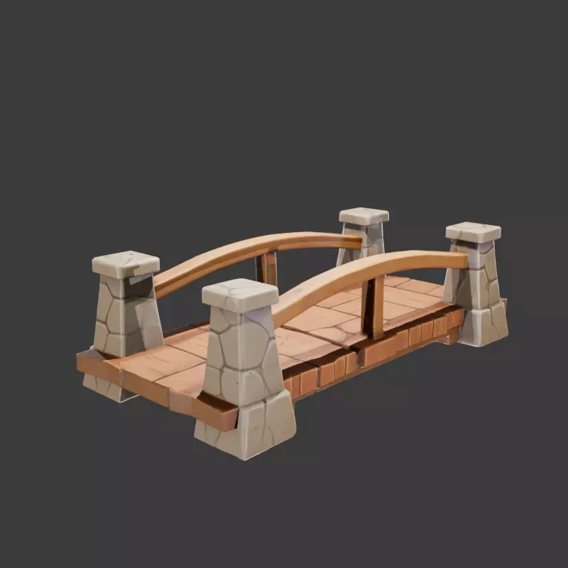 Rustic Stone Bridge 3D model_0