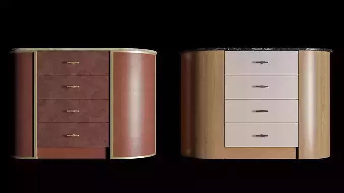 Luxury Curved Island Drawer Cabinet  Interior Furniture 3D Model