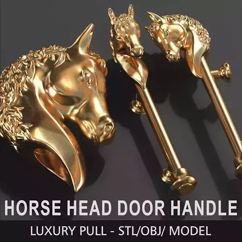 Horse Head Door Handle Luxury Decorative 3D Model 