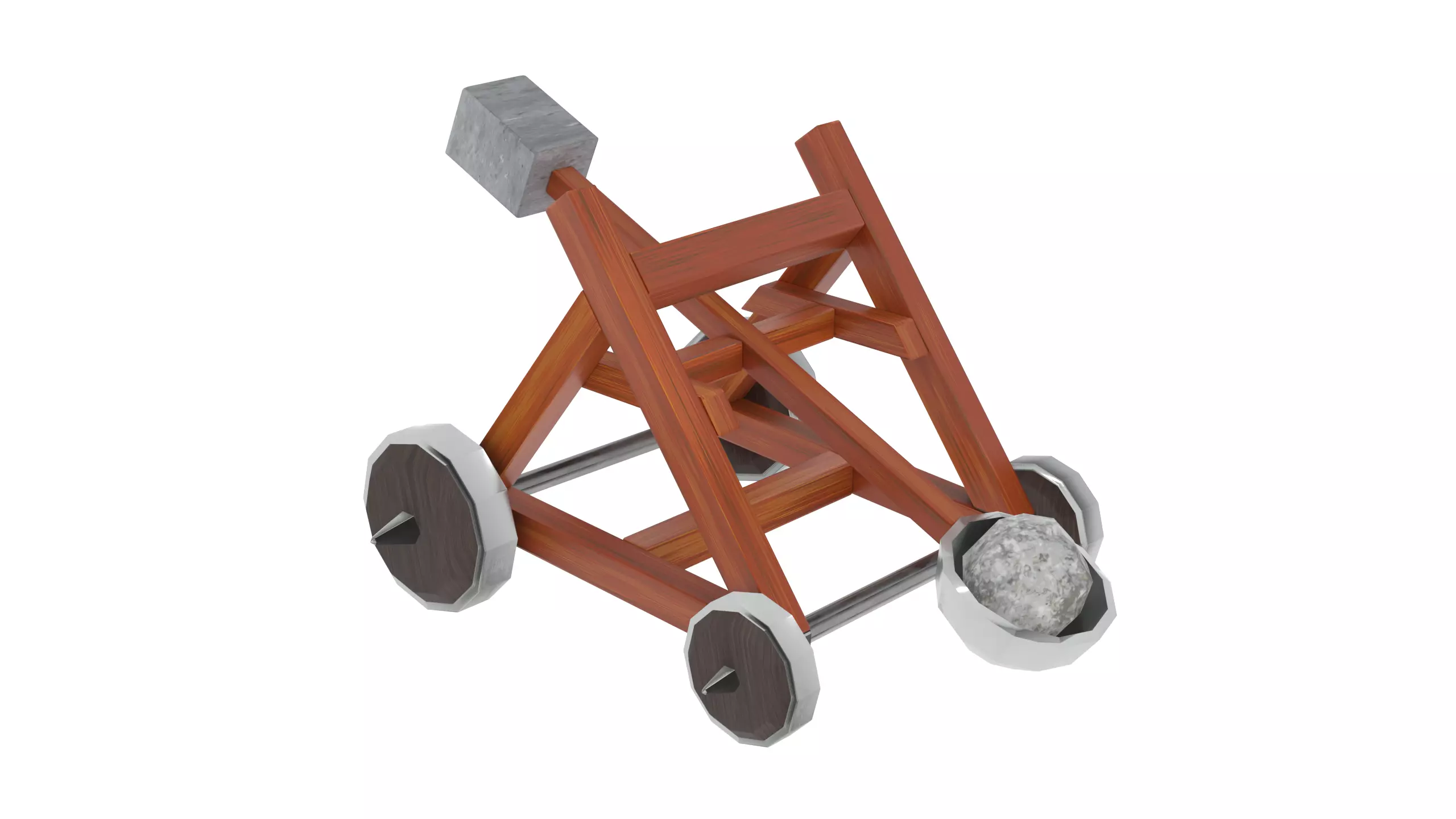 Catapult Low-poly 3D model_5