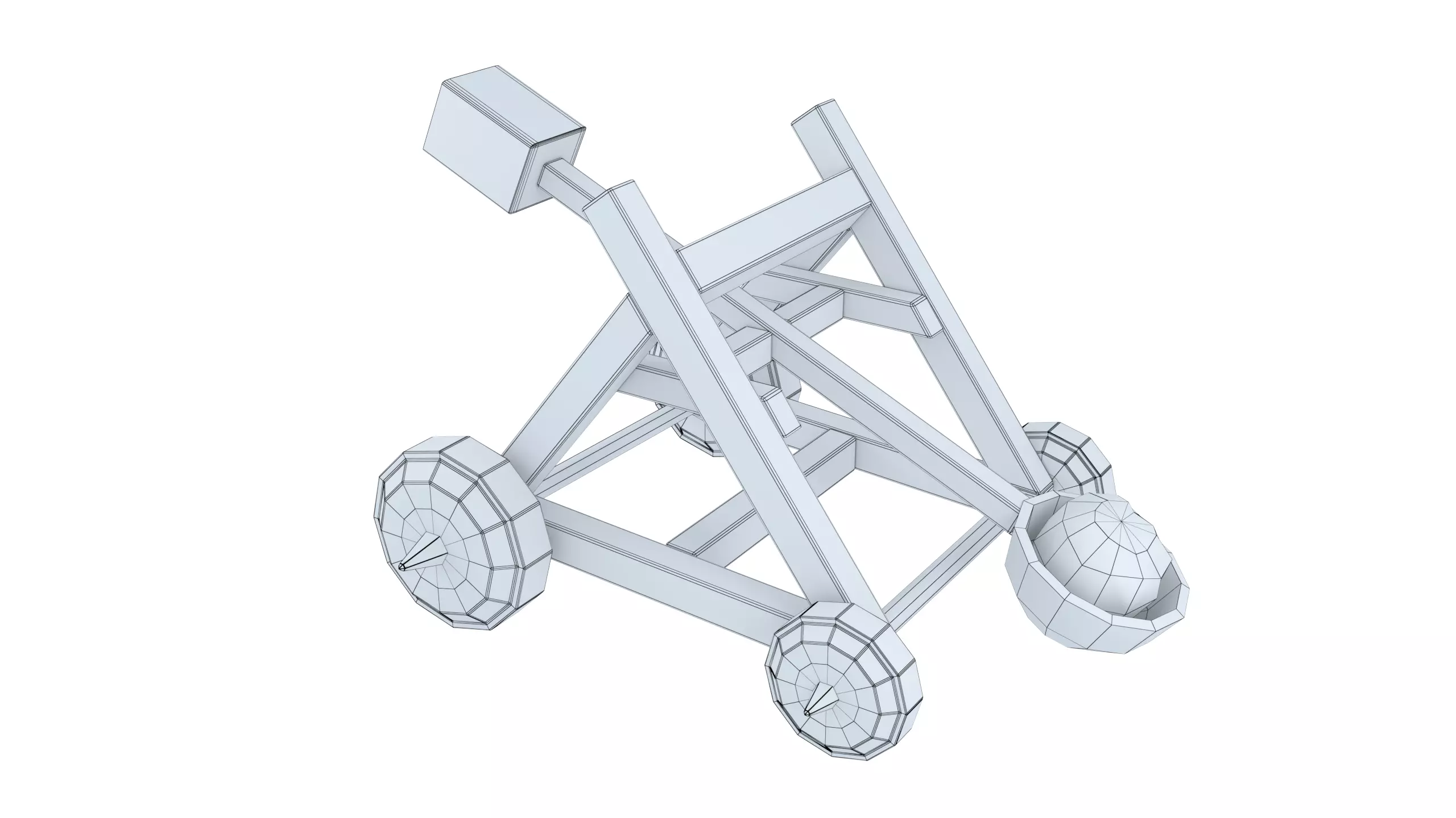 Catapult Low-poly 3D model_2