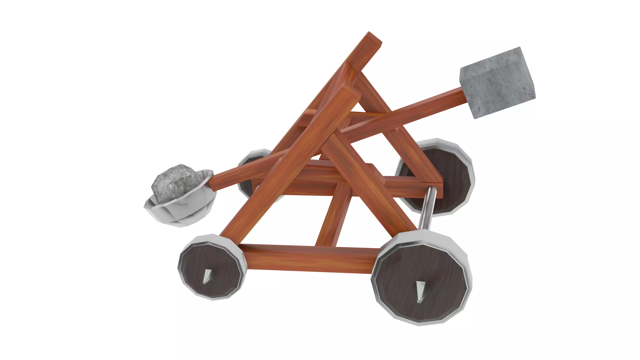 Catapult Low-poly 3D model_4