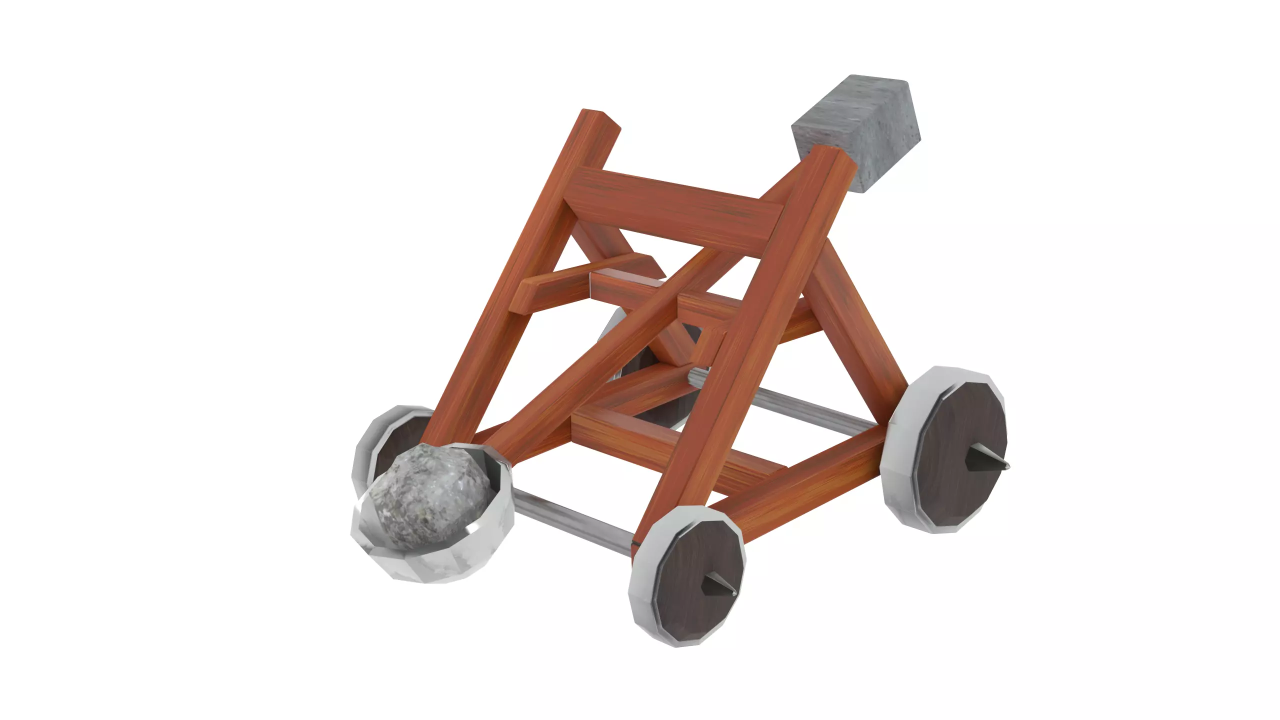 Catapult Low-poly 3D model_0
