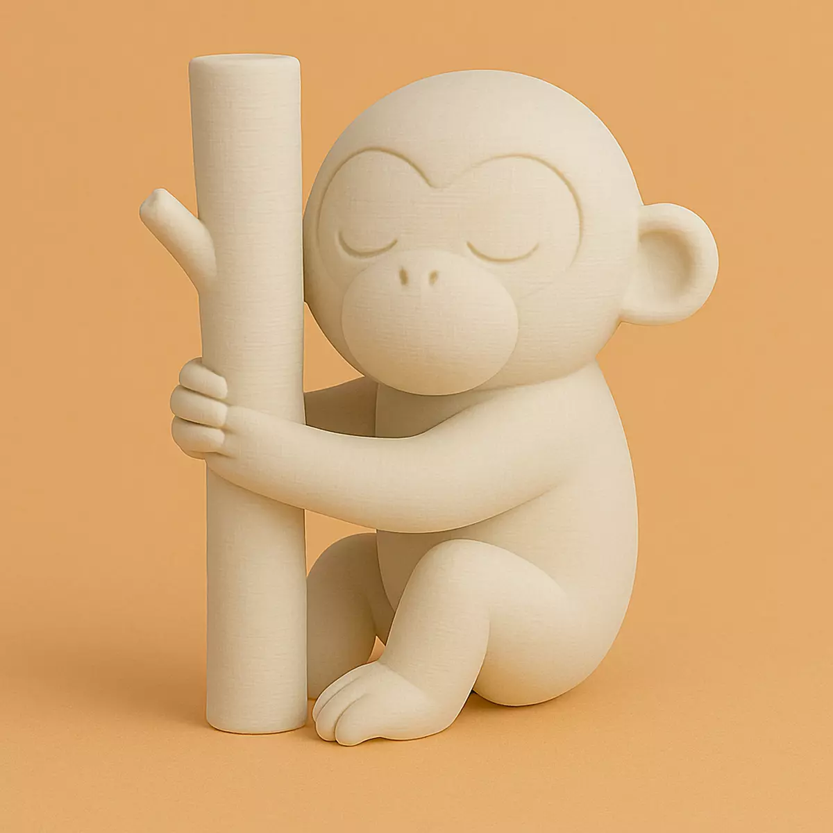 Monkey hugging a small branch 3D print model