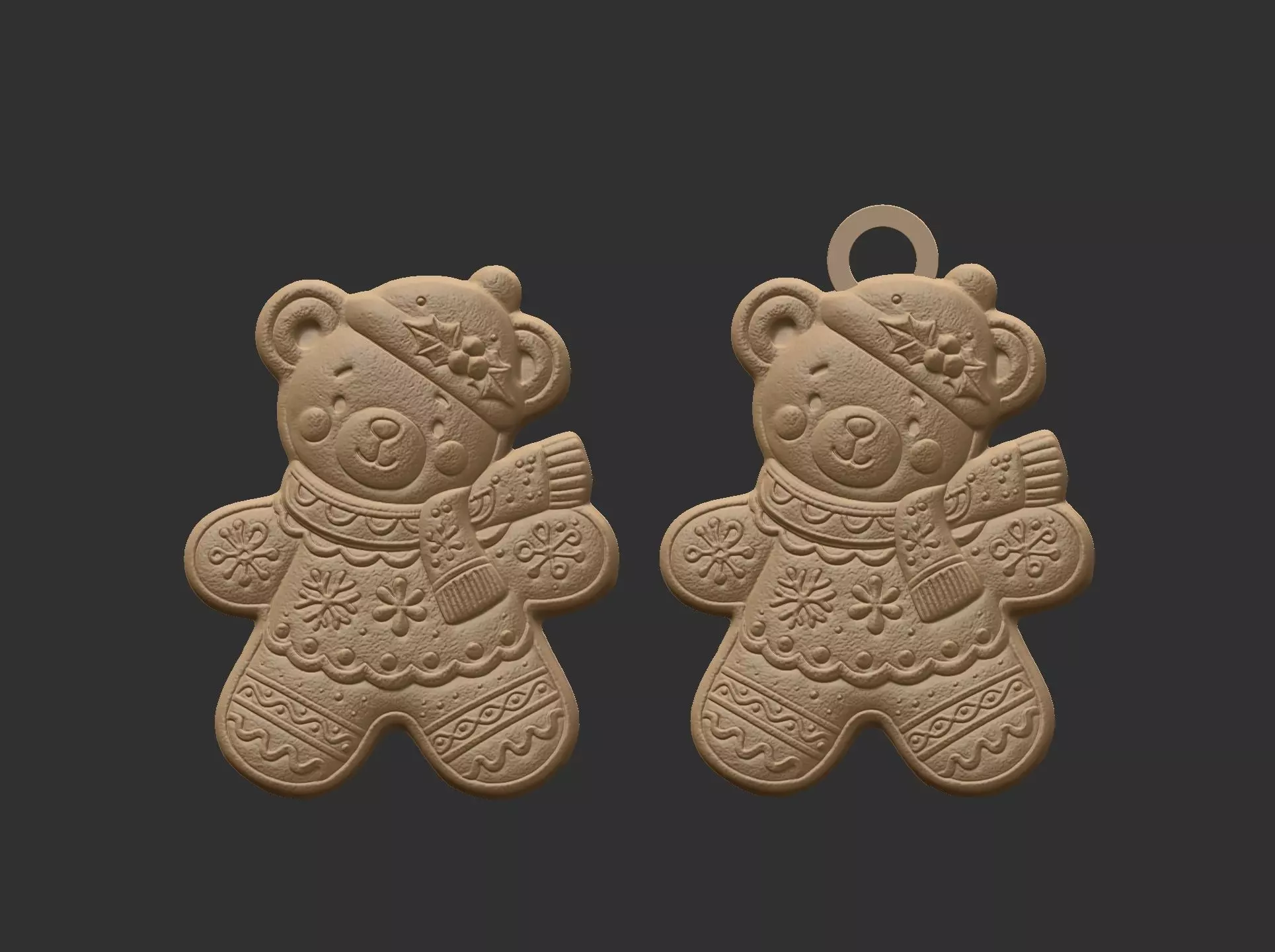 christmas teddy cookie style model 3D print model_7