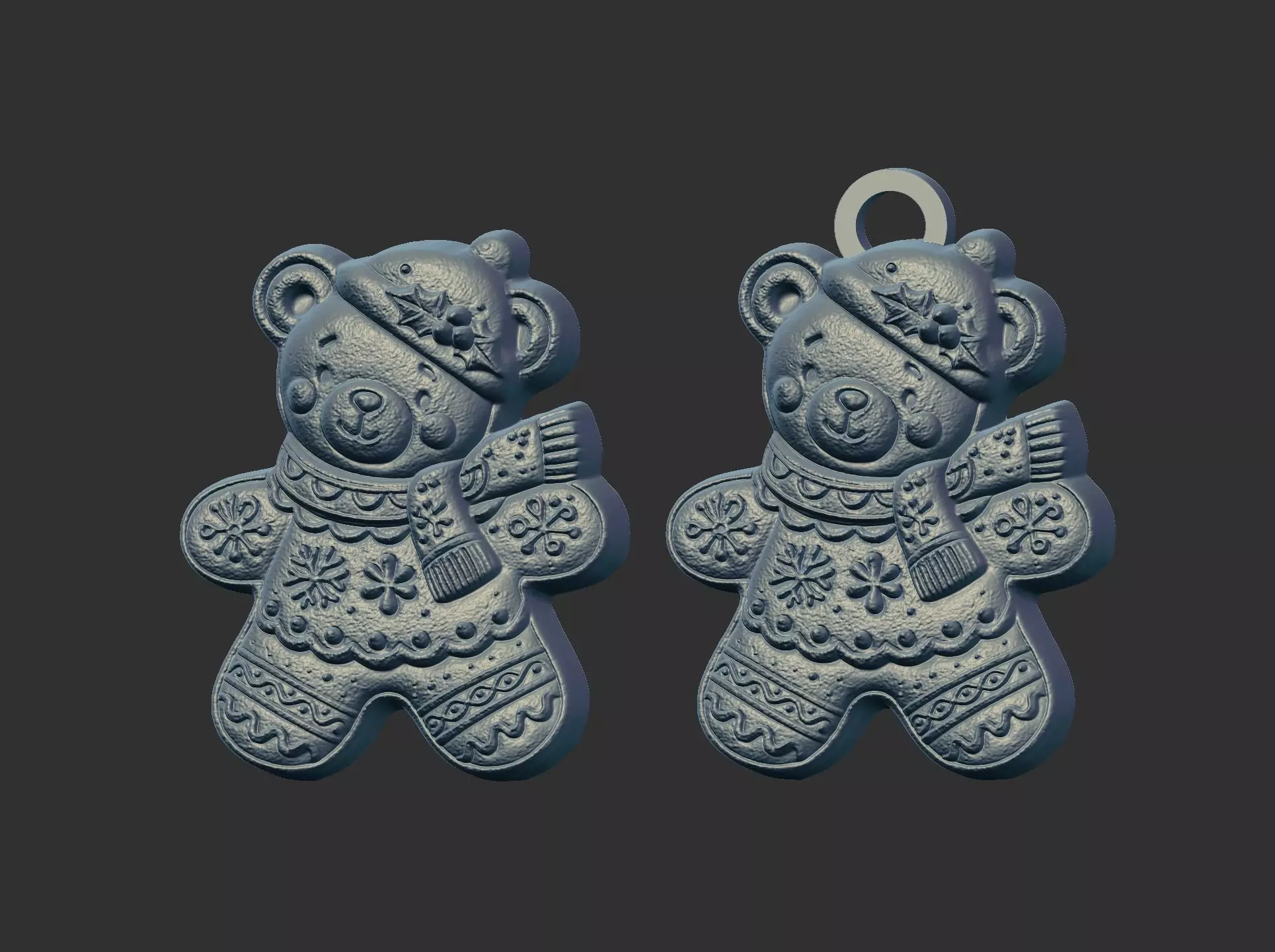 christmas teddy cookie style model 3D print model_2