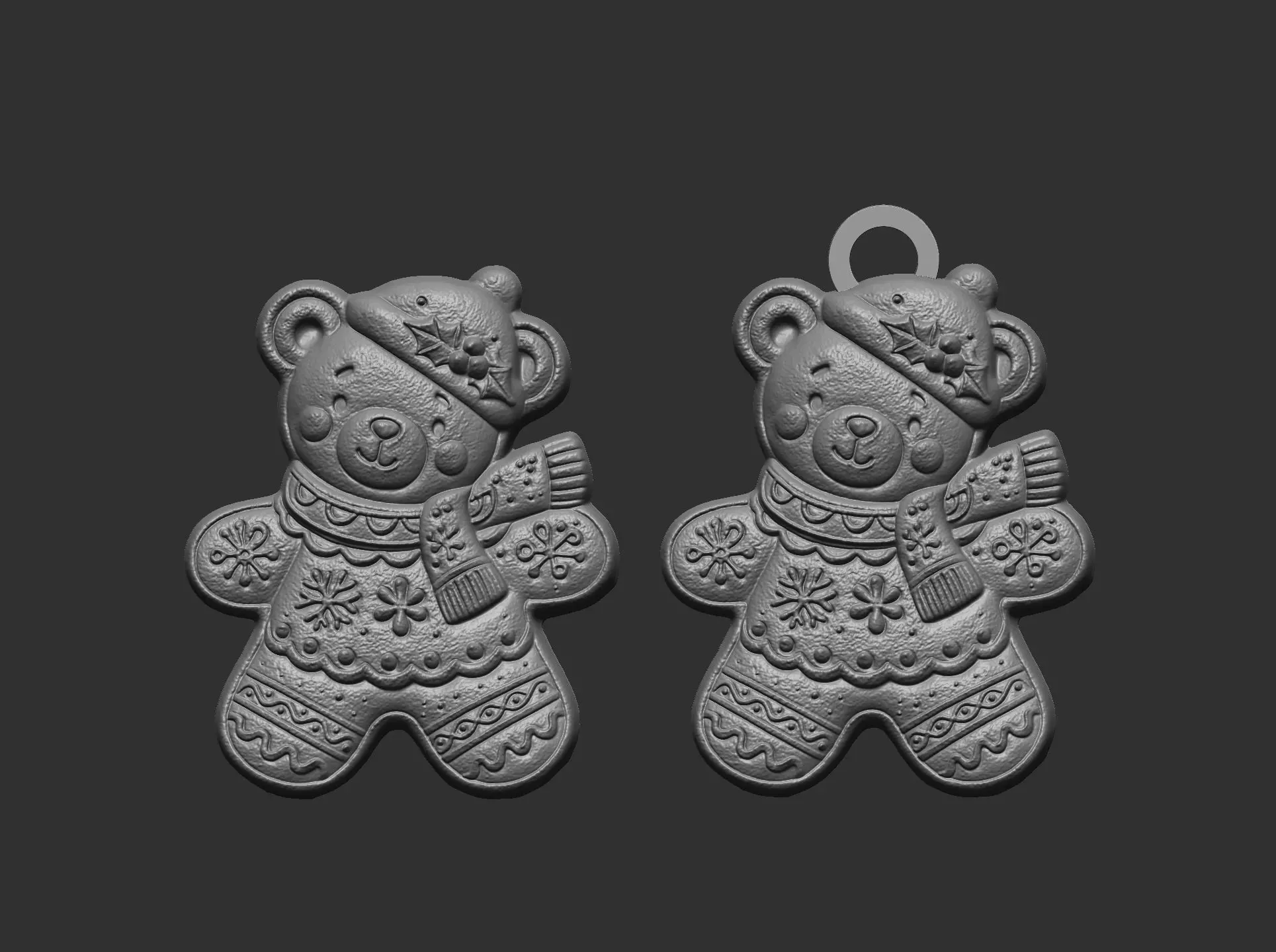 christmas teddy cookie style model 3D print model_10