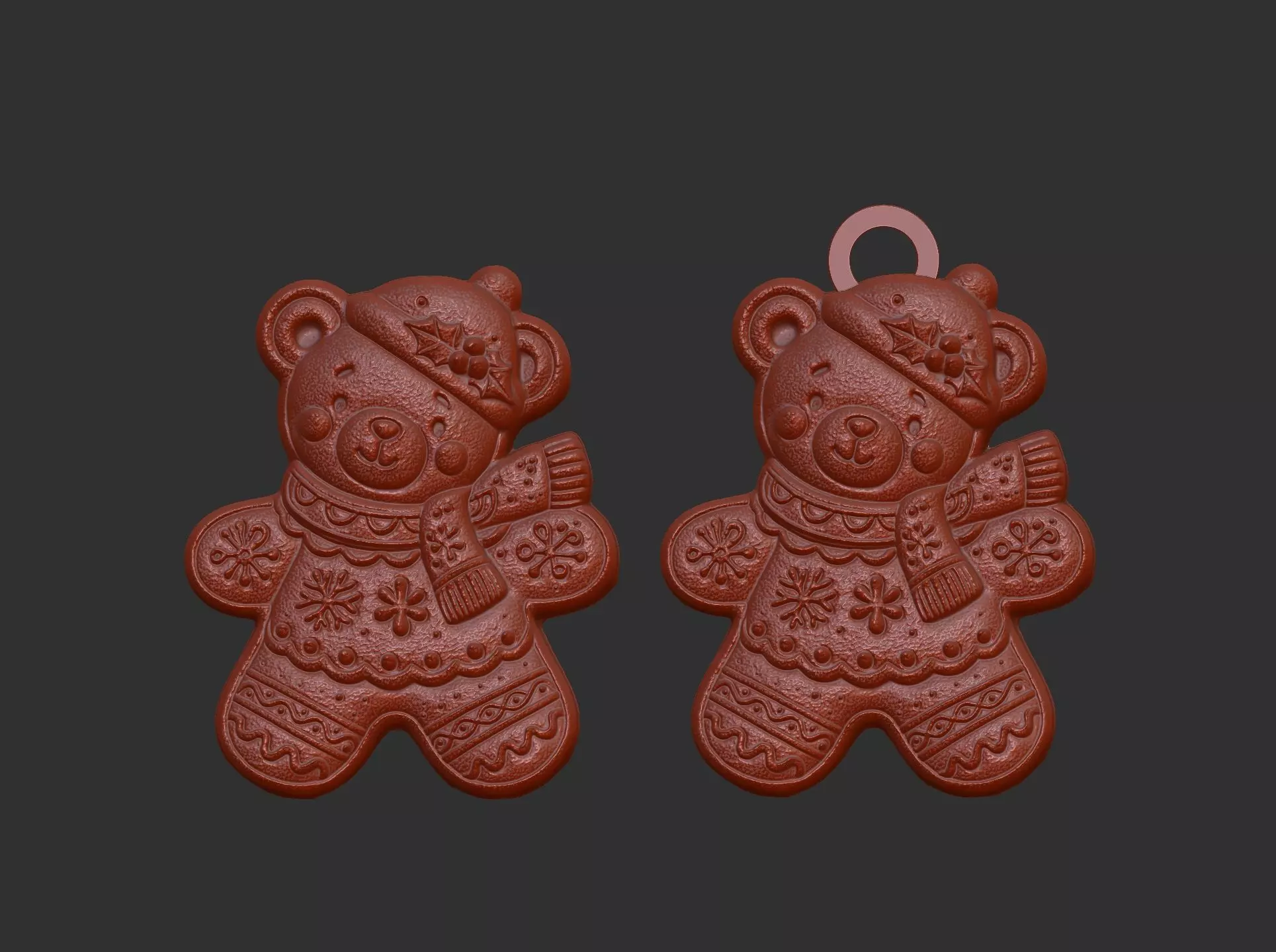 christmas teddy cookie style model 3D print model_8