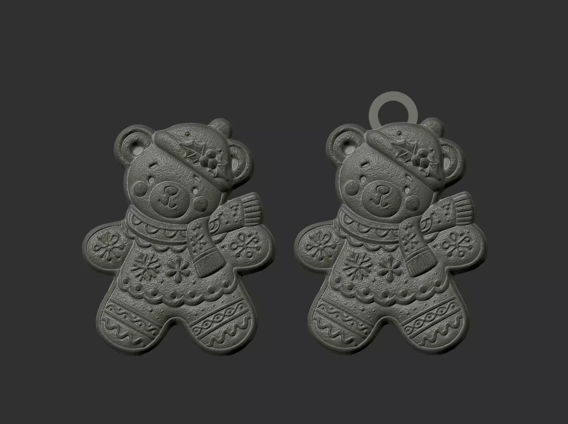 christmas teddy cookie style model 3D print model_9
