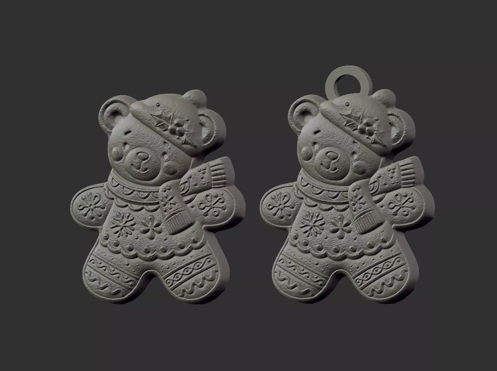 christmas teddy cookie style model 3D print model_5