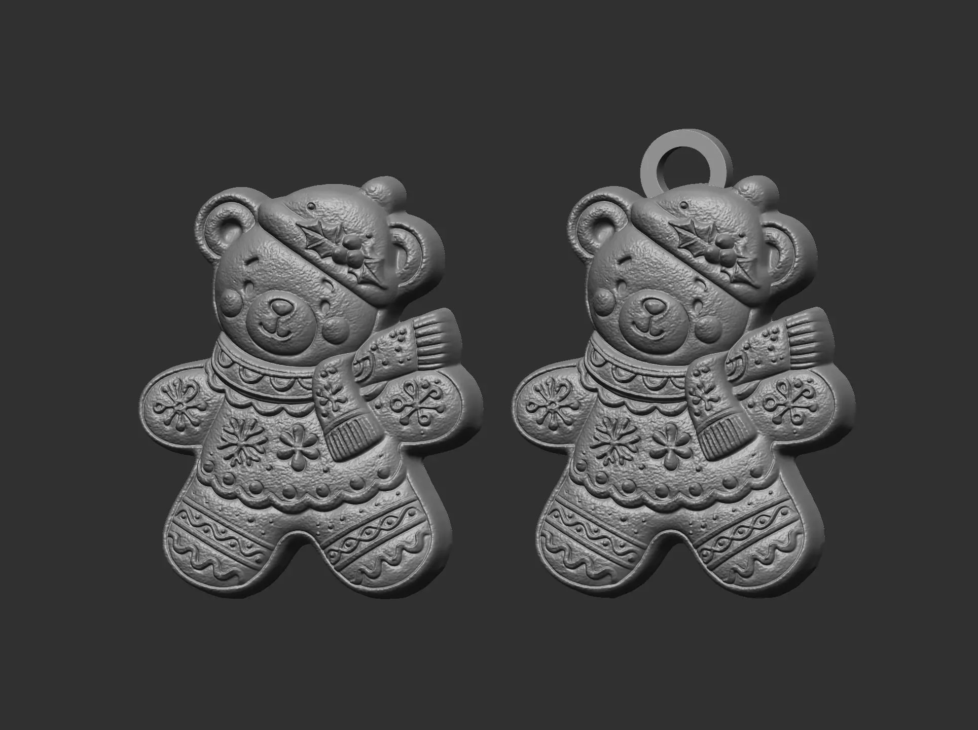 christmas teddy cookie style model 3D print model_3