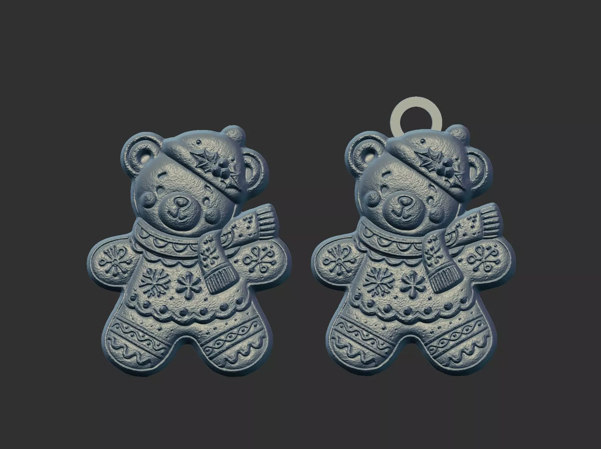 christmas teddy cookie style model 3D print model_0
