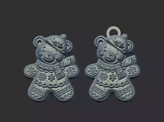 christmas teddy cookie style model 3D print model