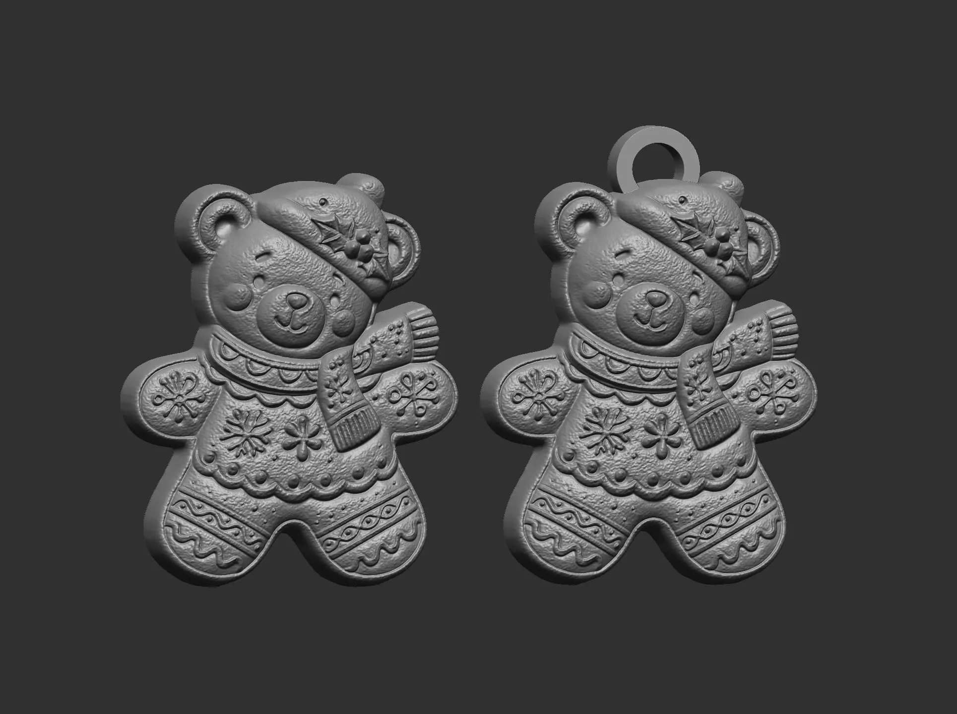 christmas teddy cookie style model 3D print model_14