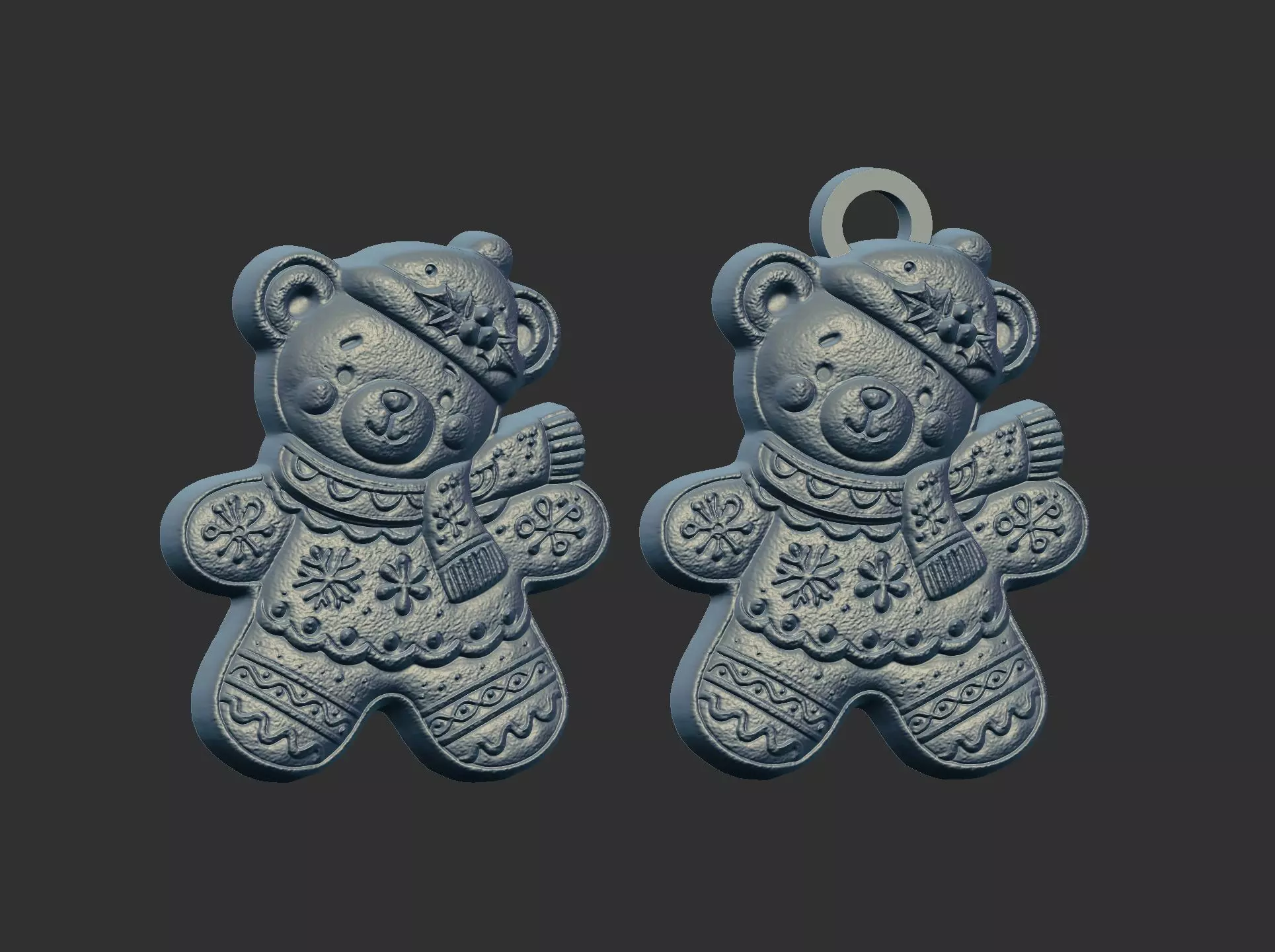 christmas teddy cookie style model 3D print model_1