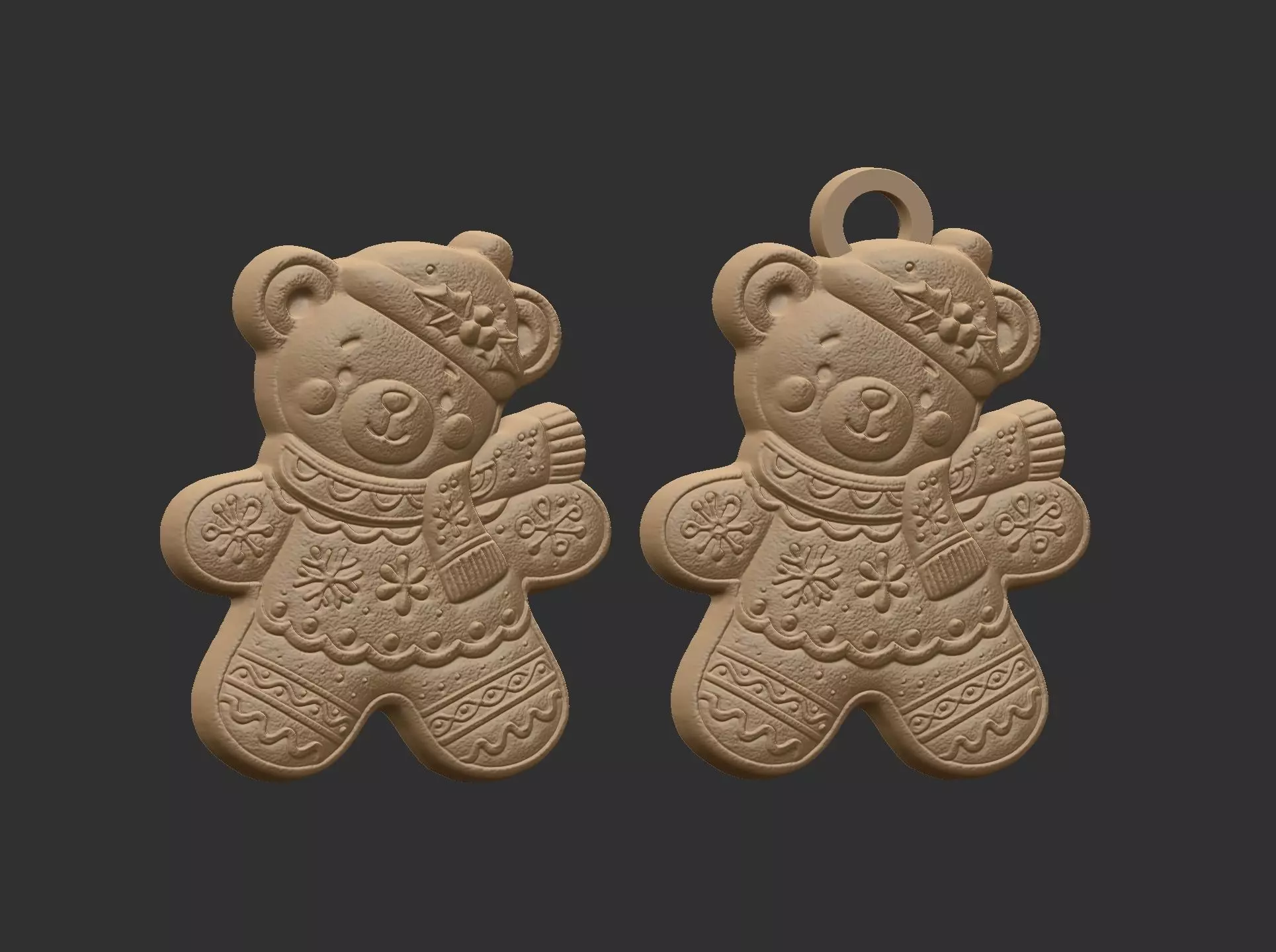 christmas teddy cookie style model 3D print model_11