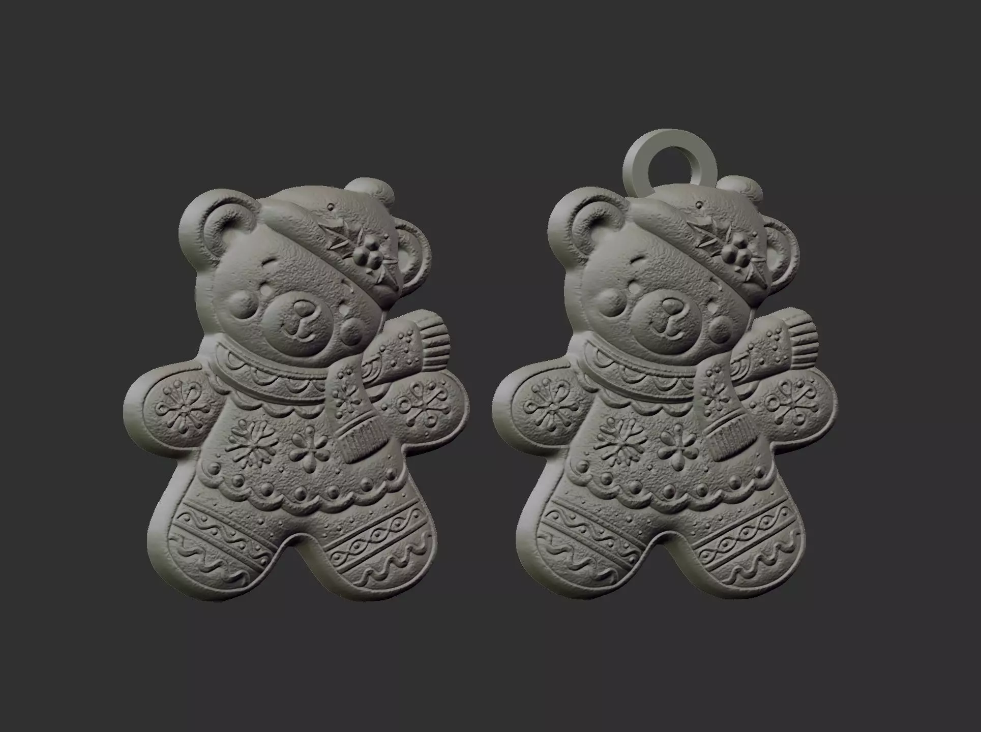 christmas teddy cookie style model 3D print model_12