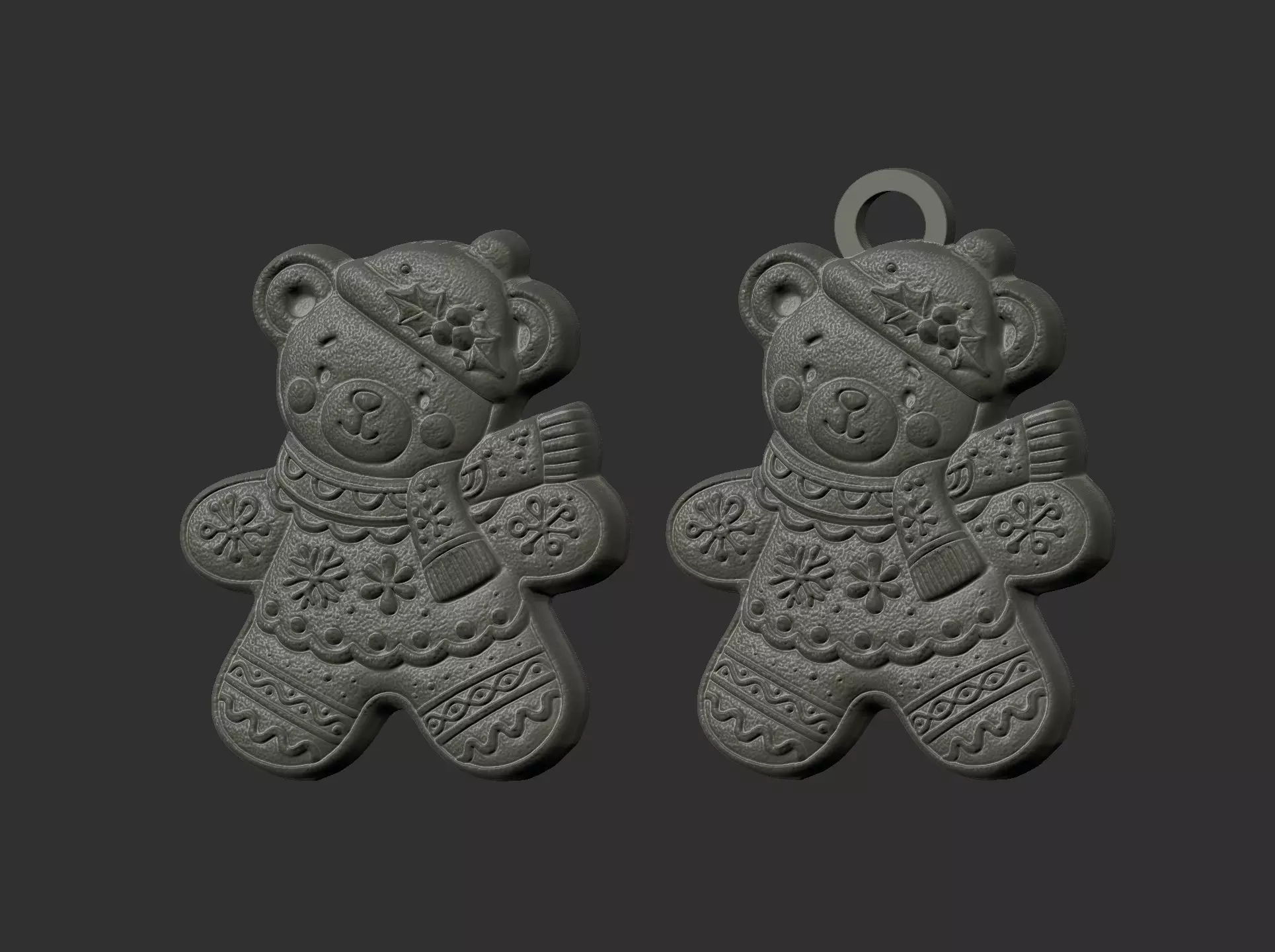christmas teddy cookie style model 3D print model_4
