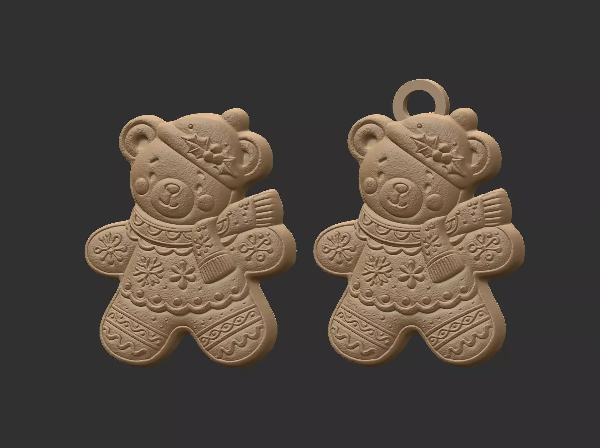 christmas teddy cookie style model 3D print model_6