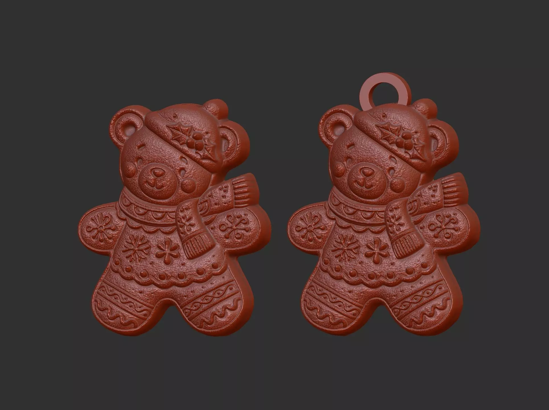 christmas teddy cookie style model 3D print model_16
