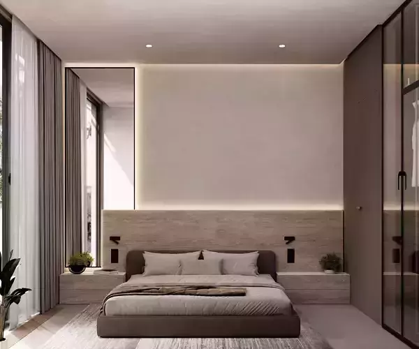 Master Bedroom Interior Design with Glass Closet