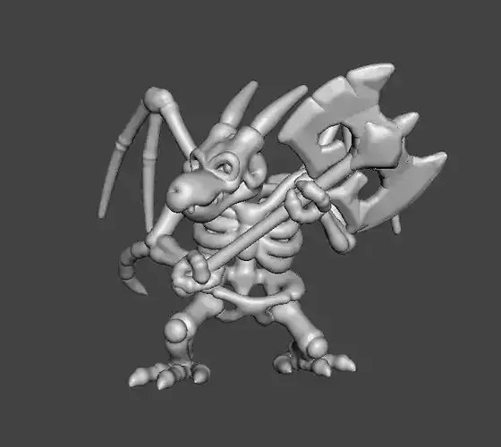 DRACONIAN SKELETON MINIATURE MODEL FIGURE FANTASY GAMES RPG DND 3D print model
