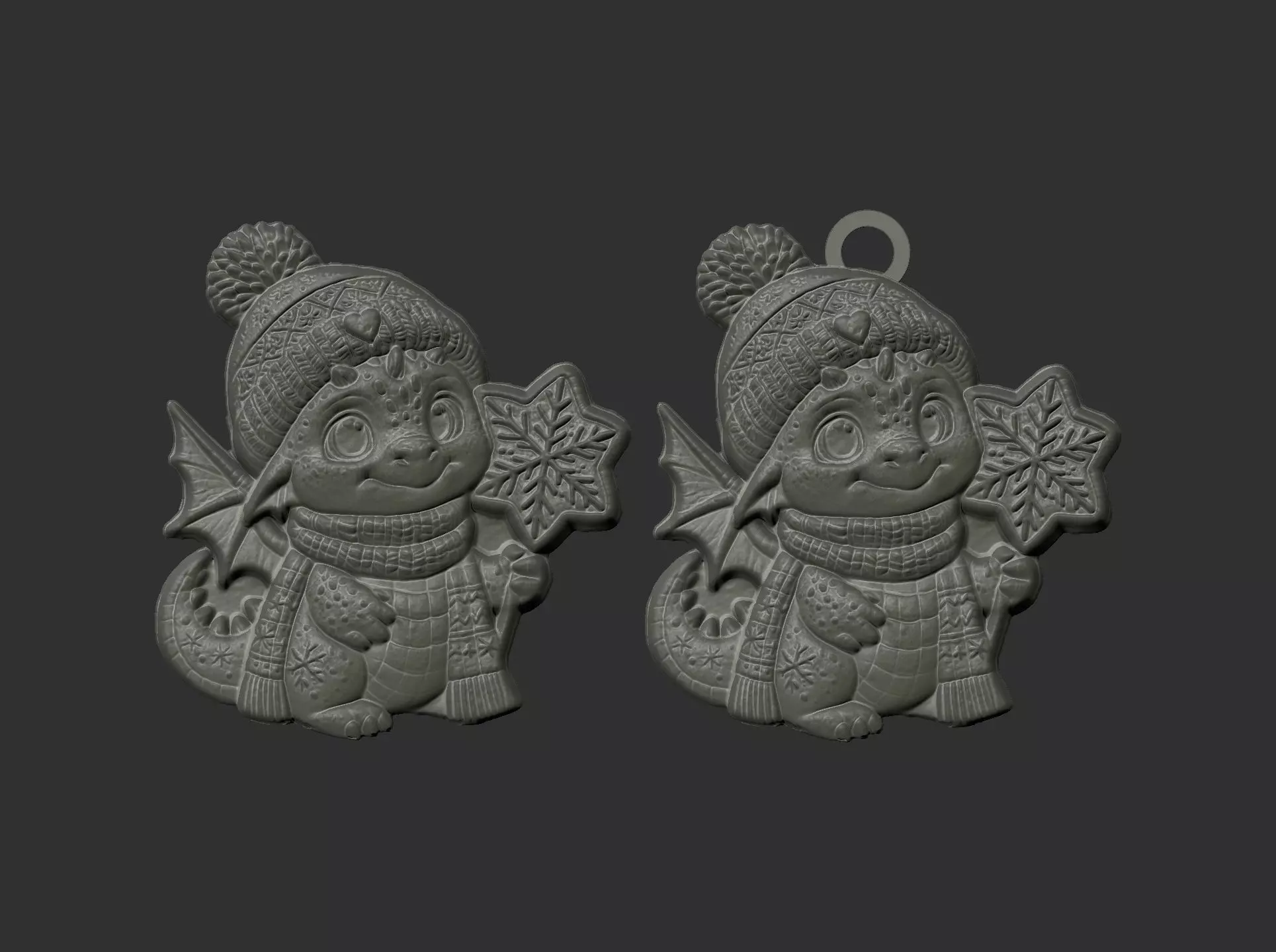 dragon christmas cookie decor  3D print model_6