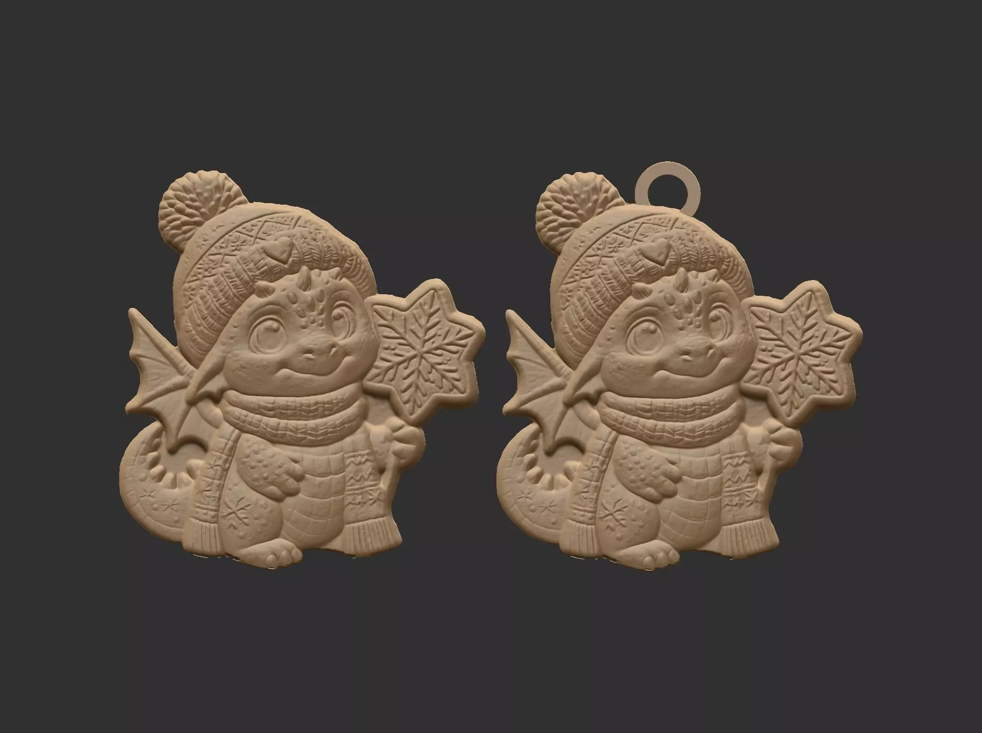 dragon christmas cookie decor  3D print model_5