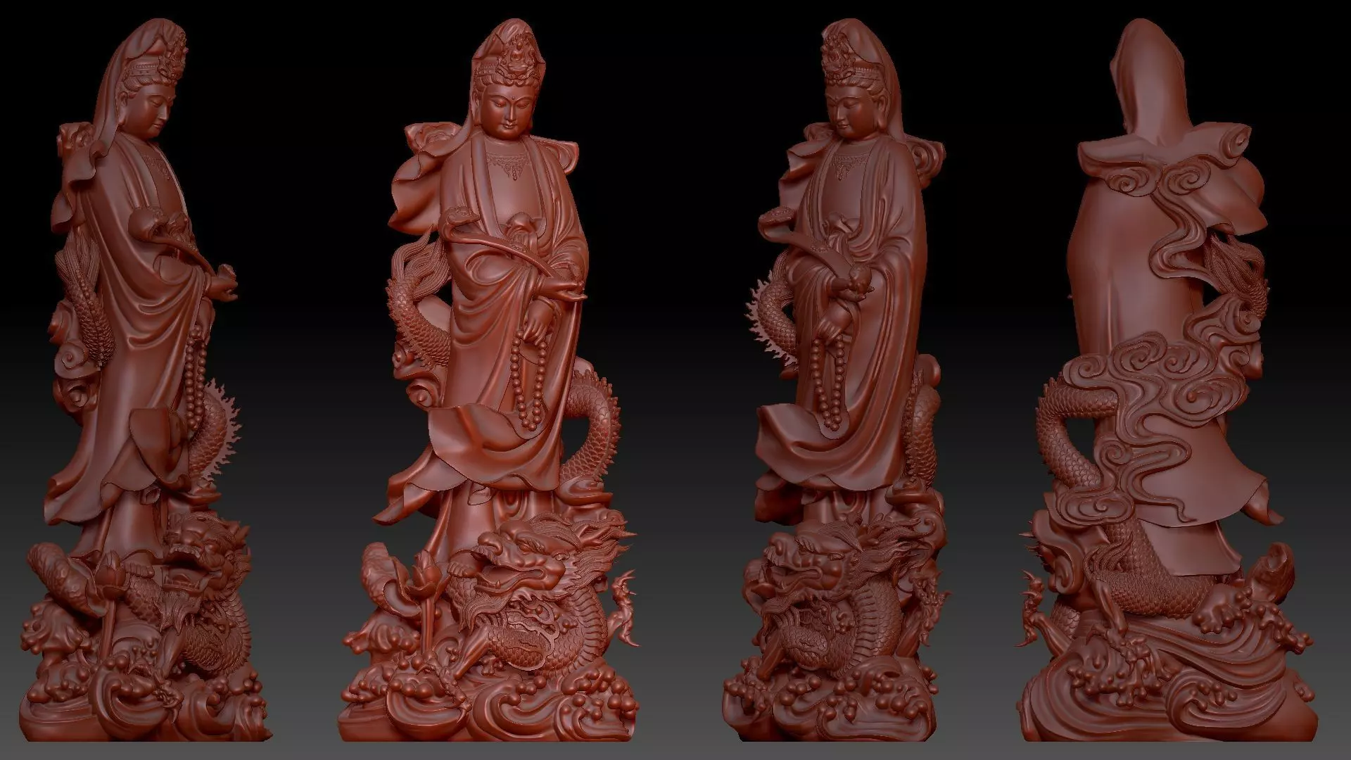 Guanyin riding a dragon 3D print model_8