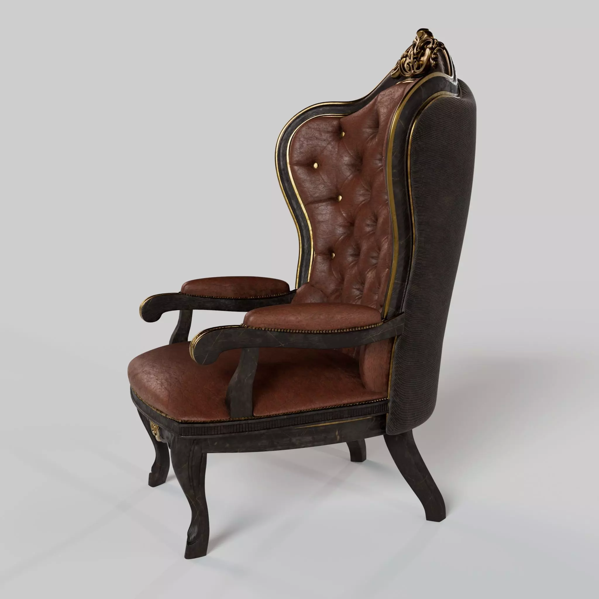 Vintage Leather Armchair 3D model_2