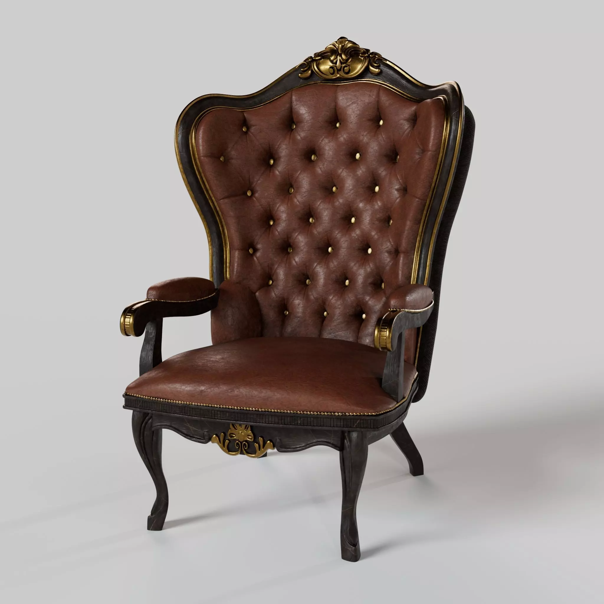 Vintage Leather Armchair 3D model_0