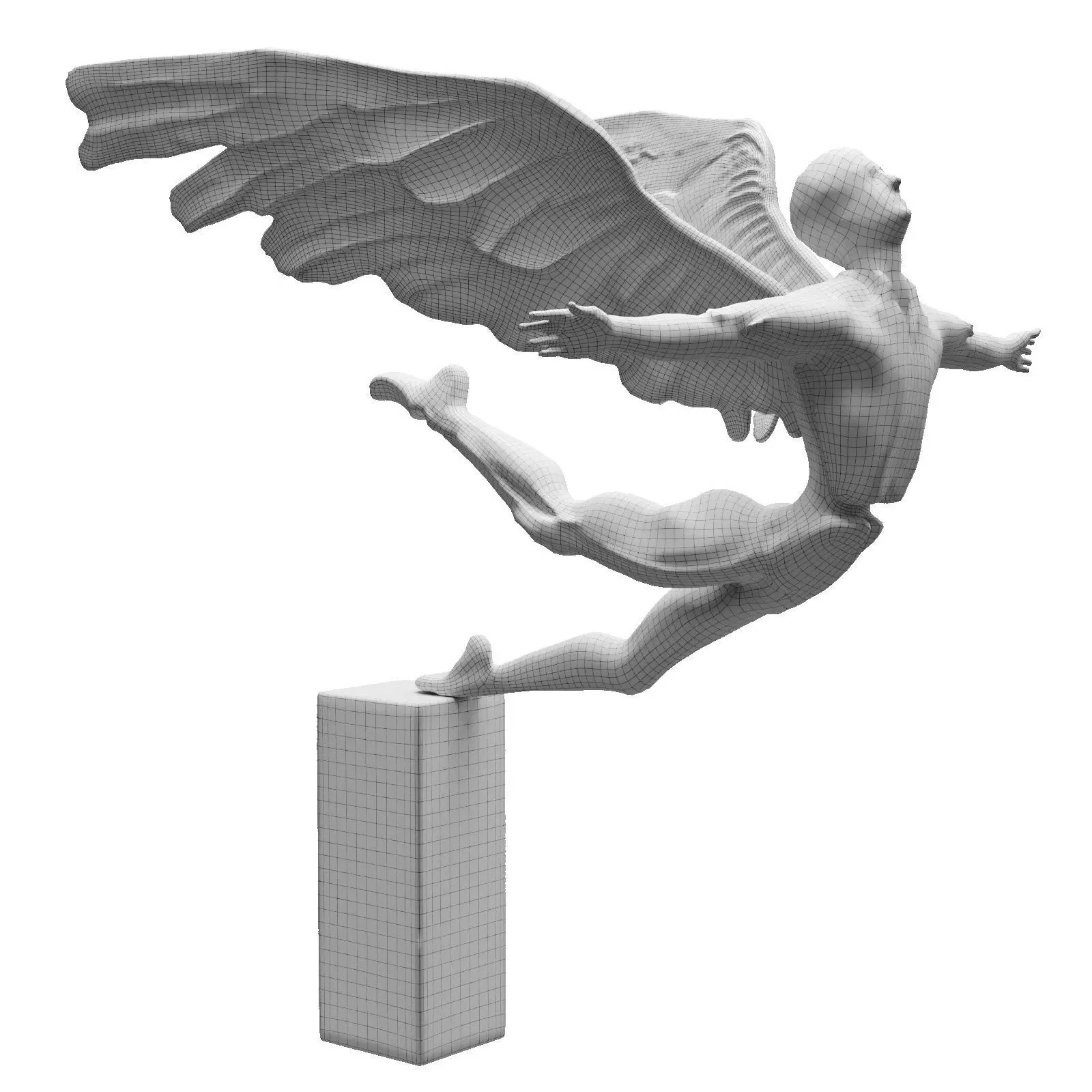 Falling angel sculpture Low-poly 3D model_7