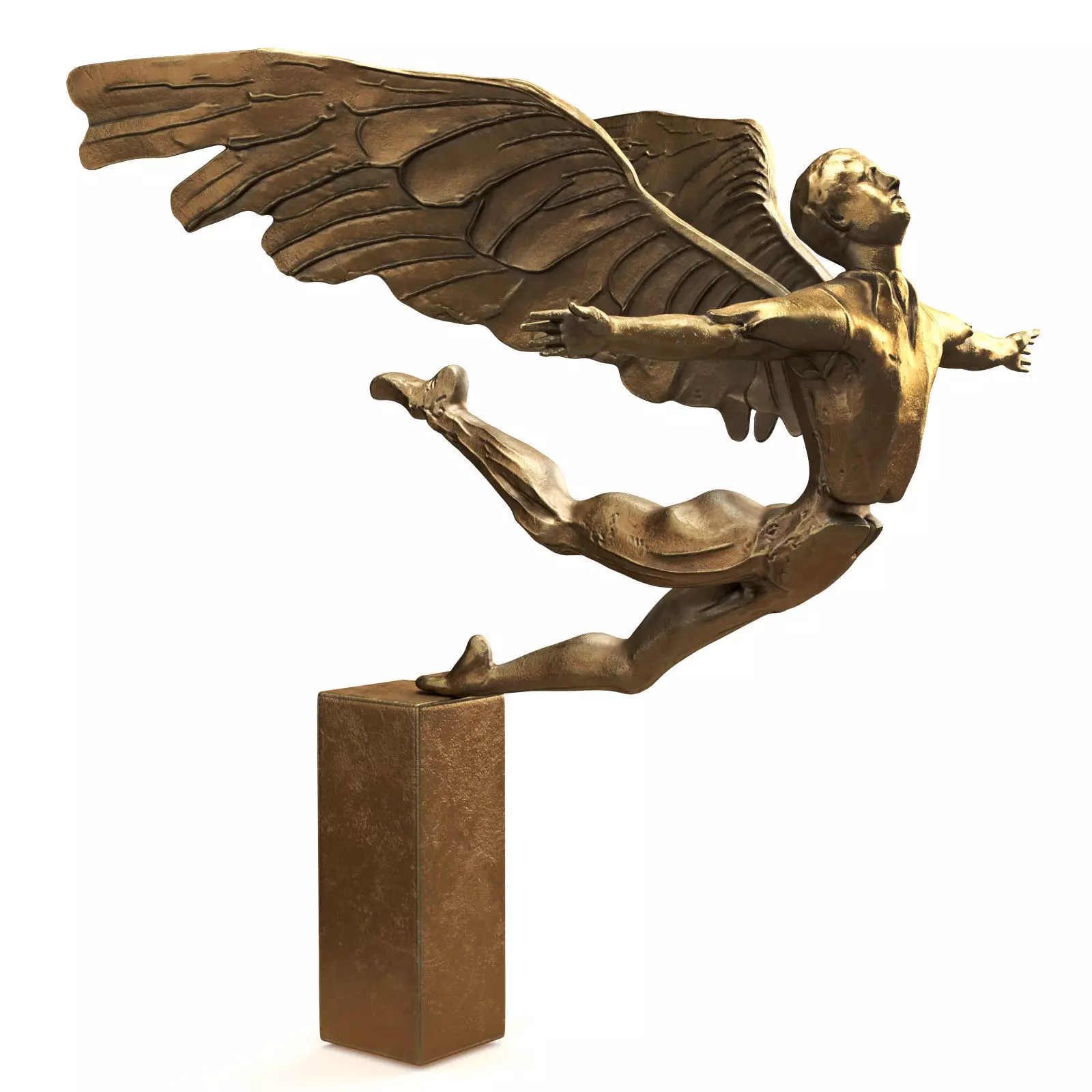 Falling angel sculpture Low-poly 3D model_1