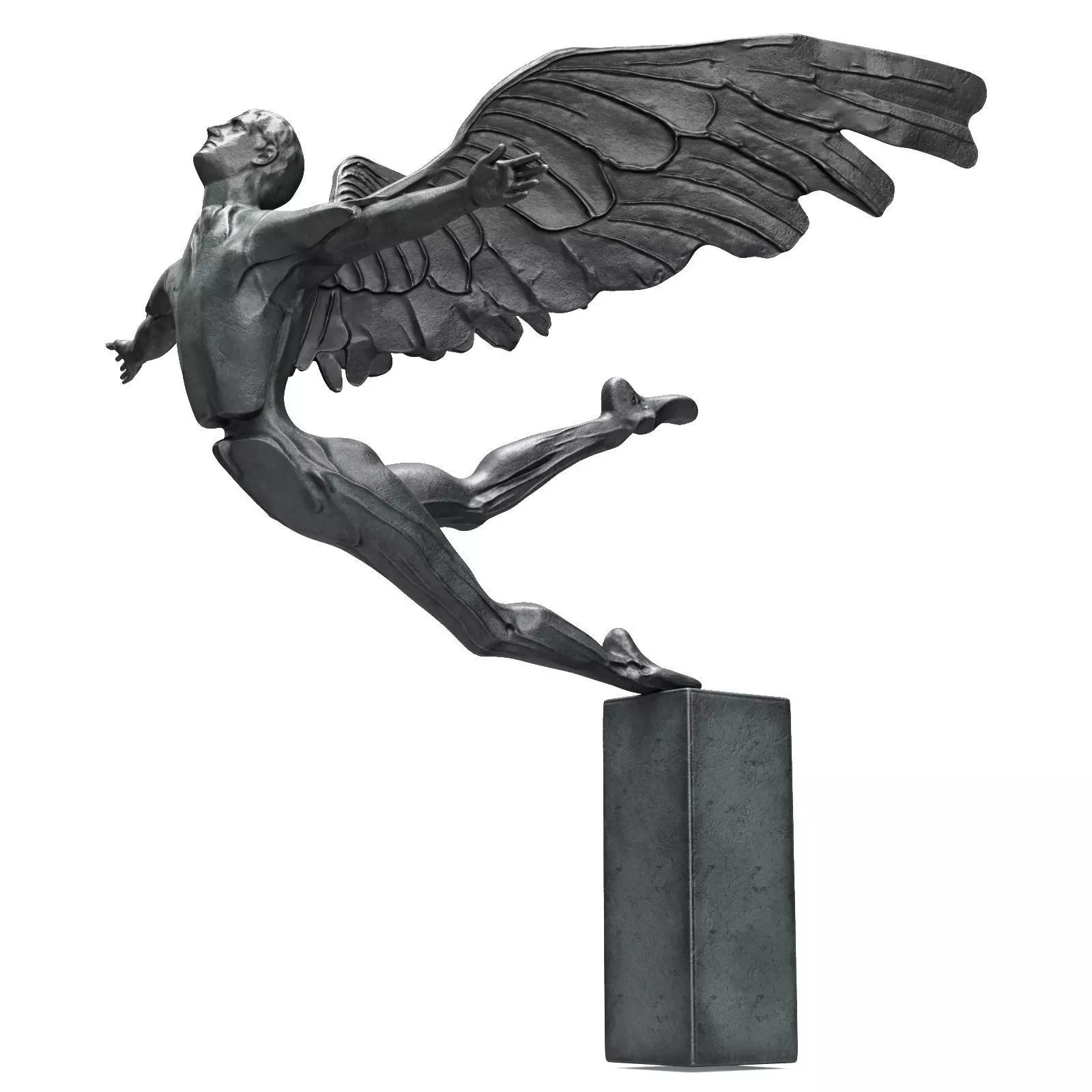 Falling angel sculpture Low-poly 3D model_0