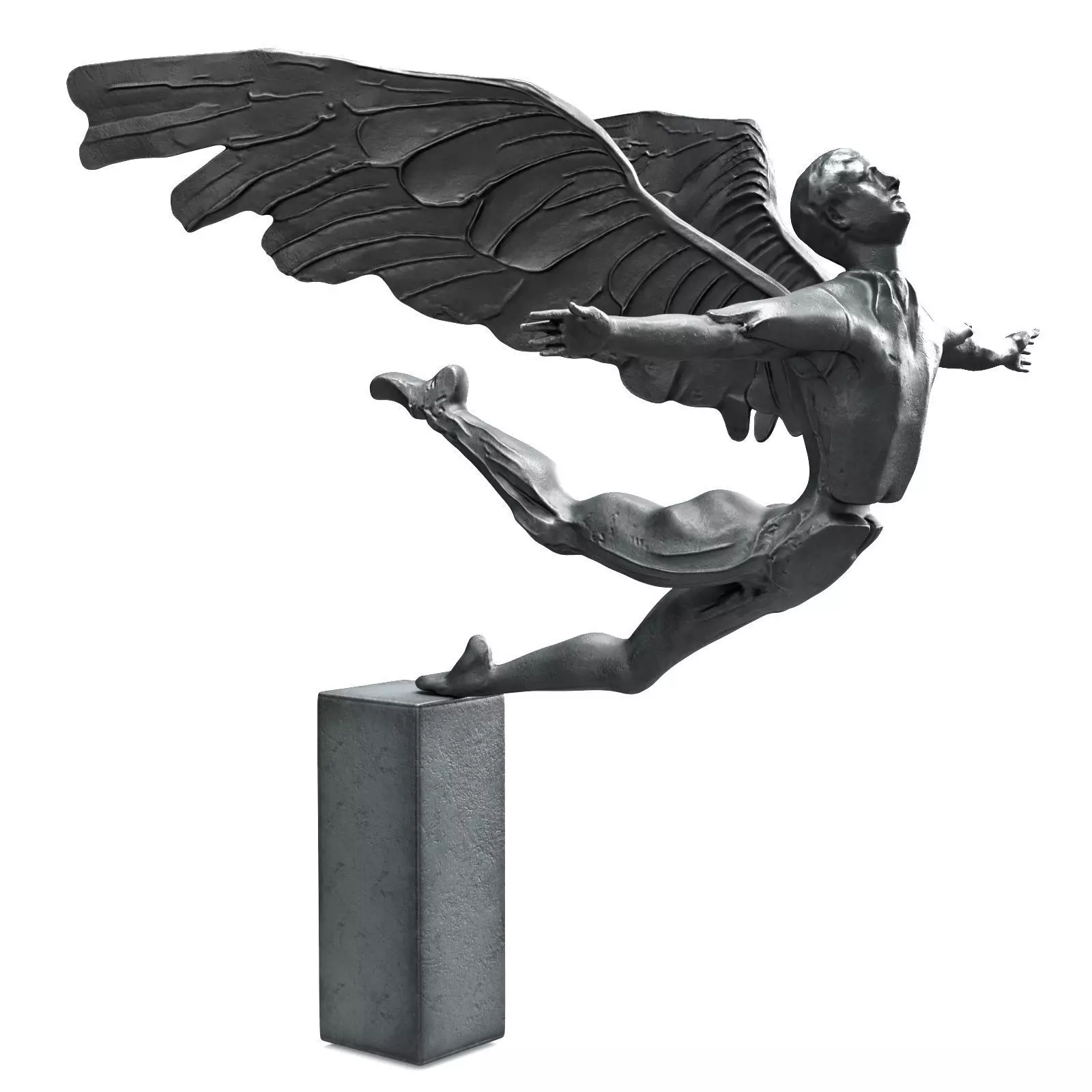 Falling angel sculpture Low-poly 3D model_5