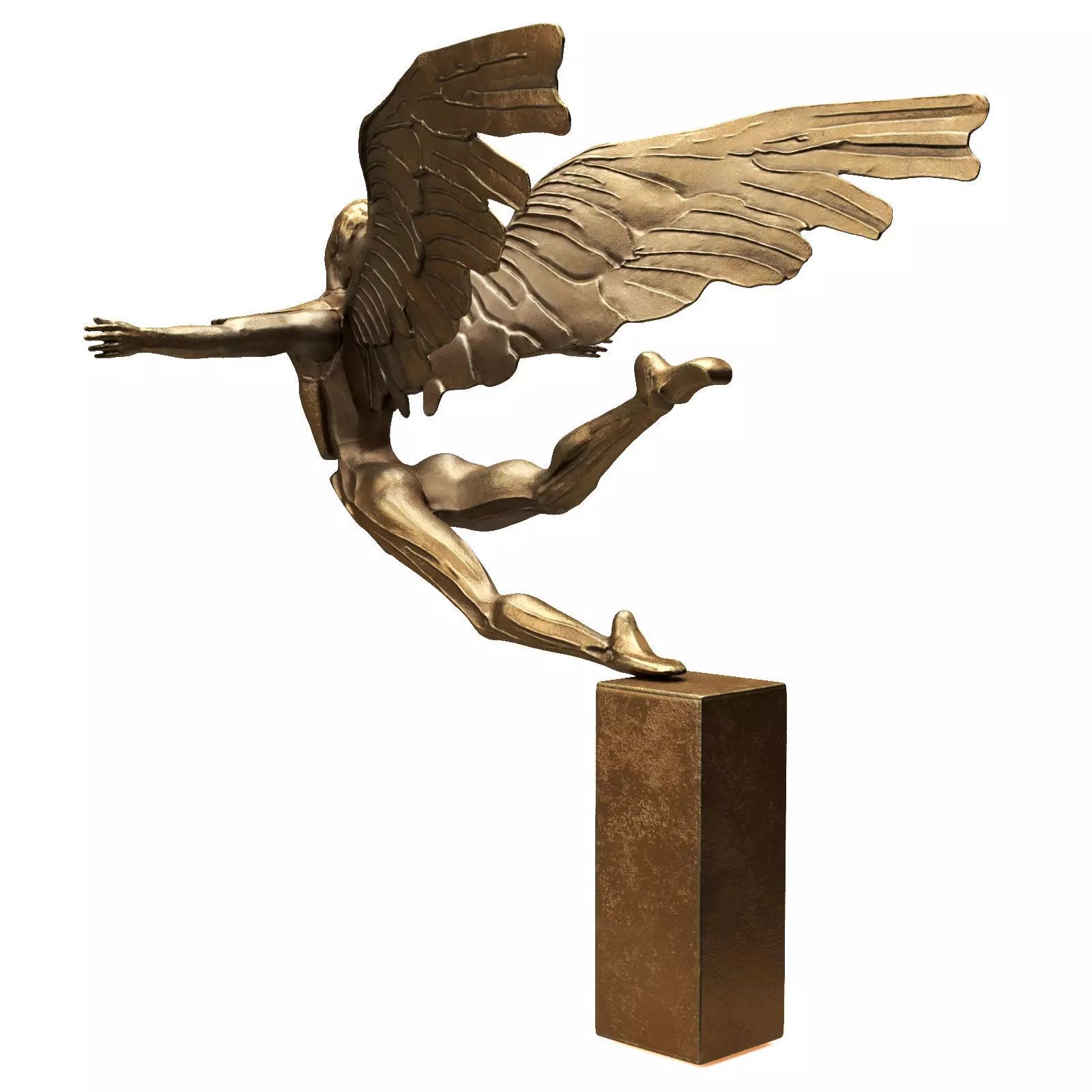 Falling angel sculpture Low-poly 3D model_2
