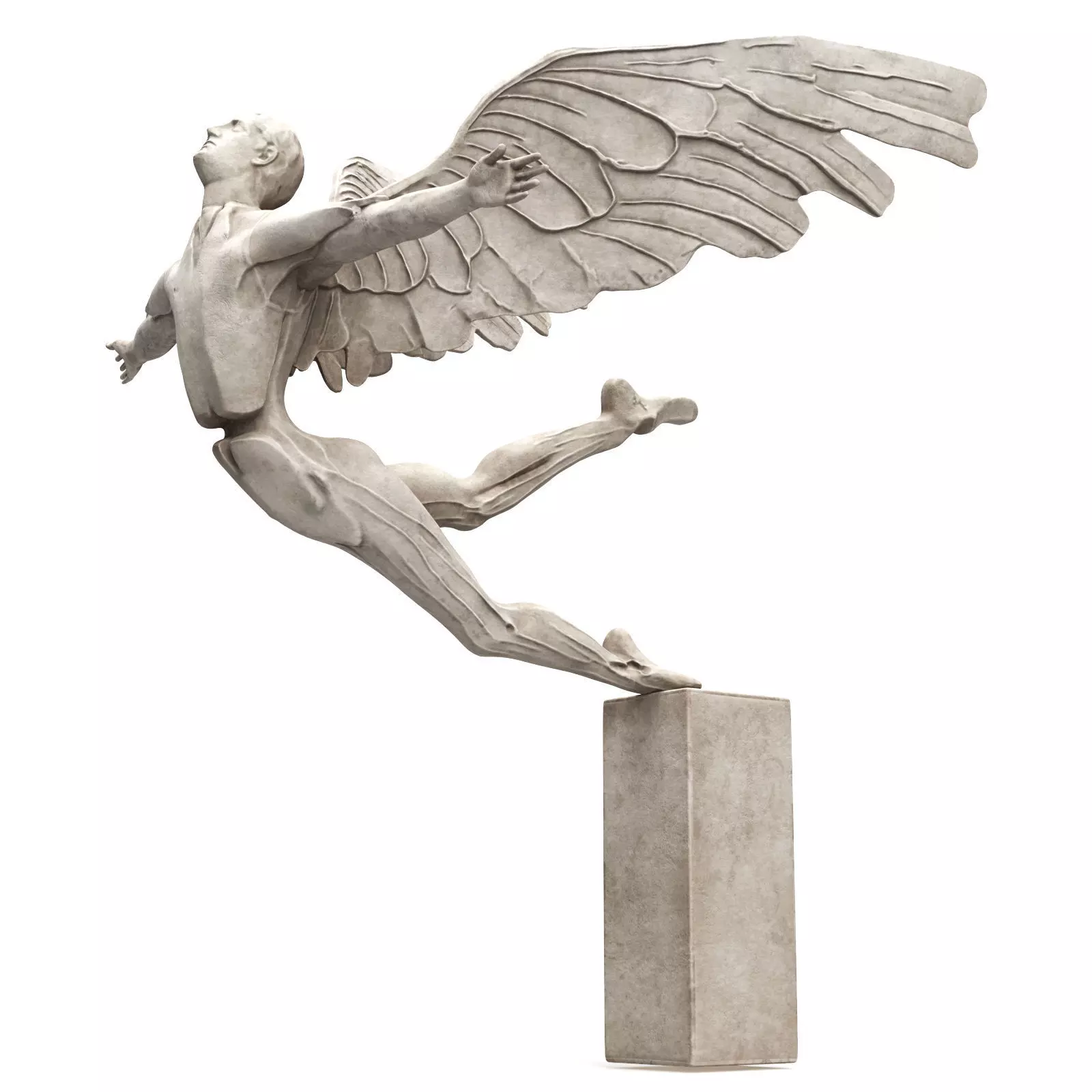 Falling angel sculpture Low-poly 3D model_3